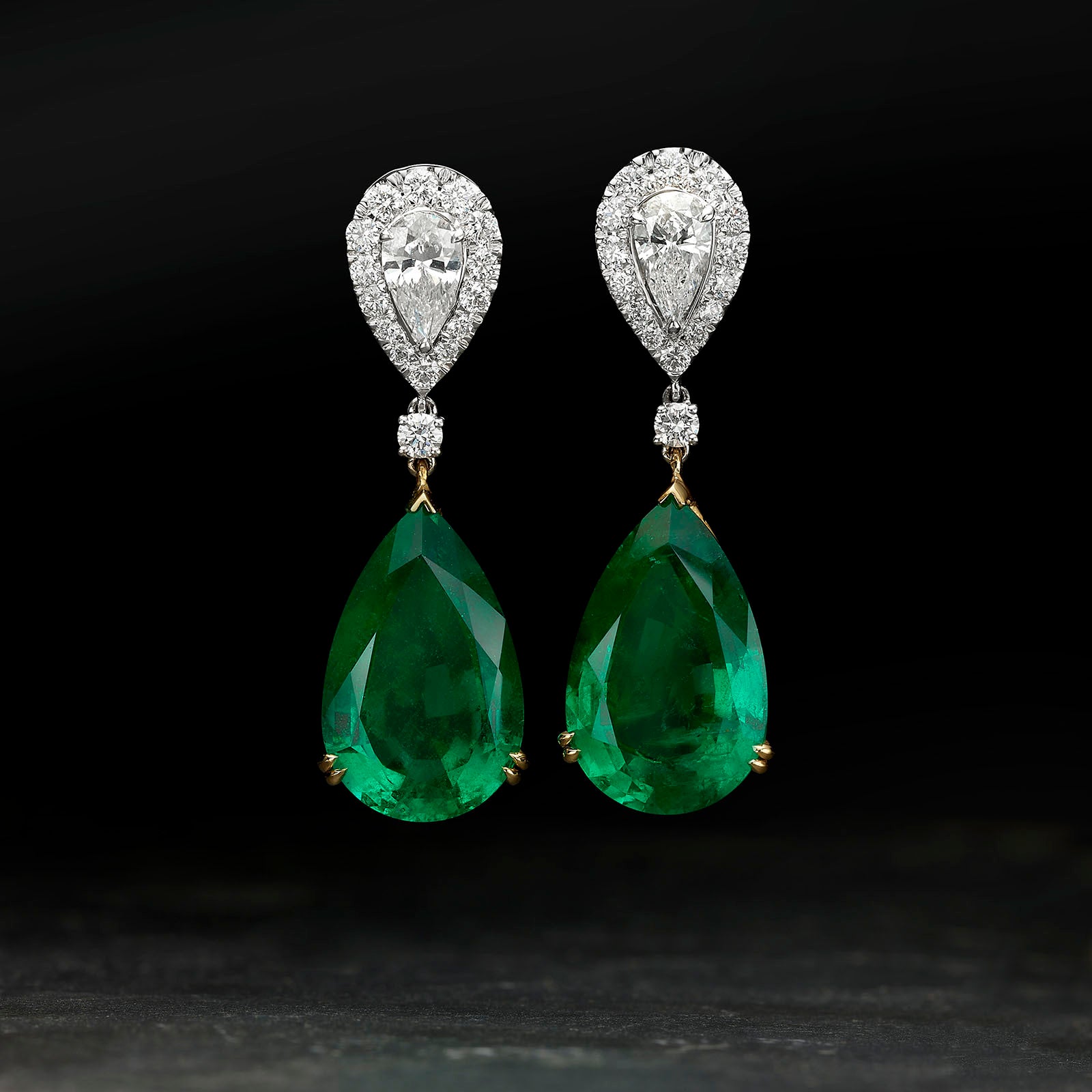Pear Shape Emerald Earrings - 15.30ct TW