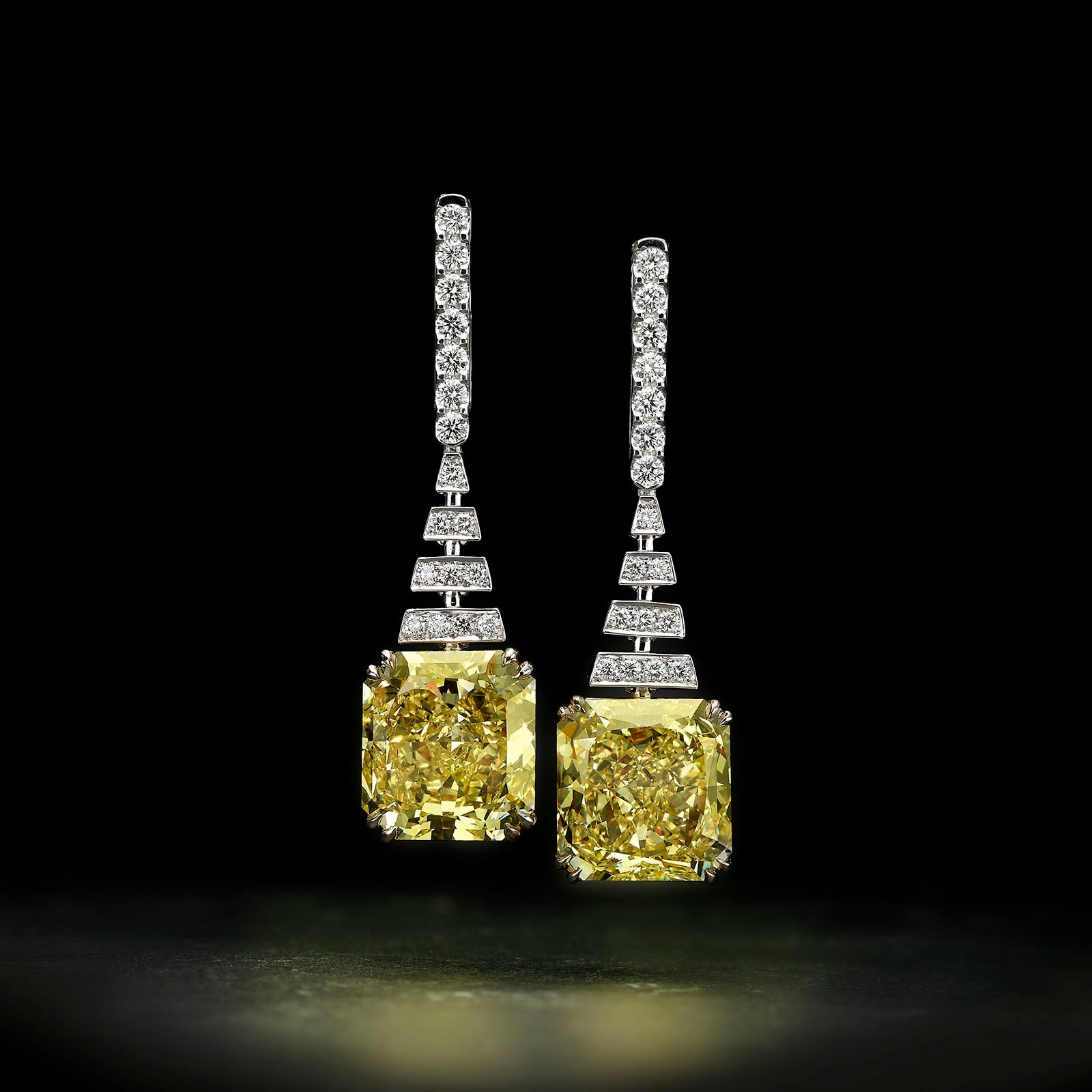 14.12ct Fancy Yellow Radiant Earrings - 14.77ct TW