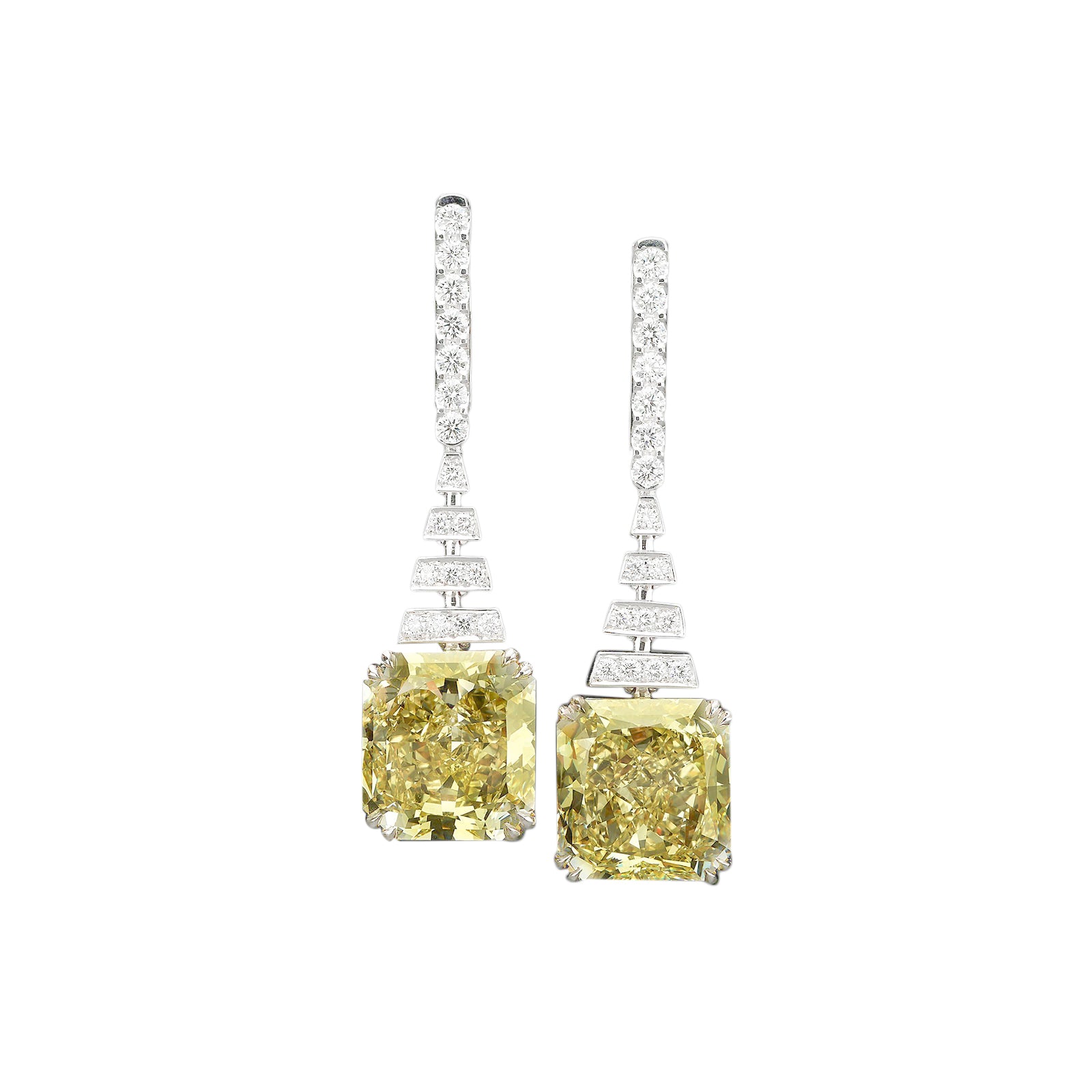 14.12ct Fancy Yellow Radiant Earrings - 14.77ct TW