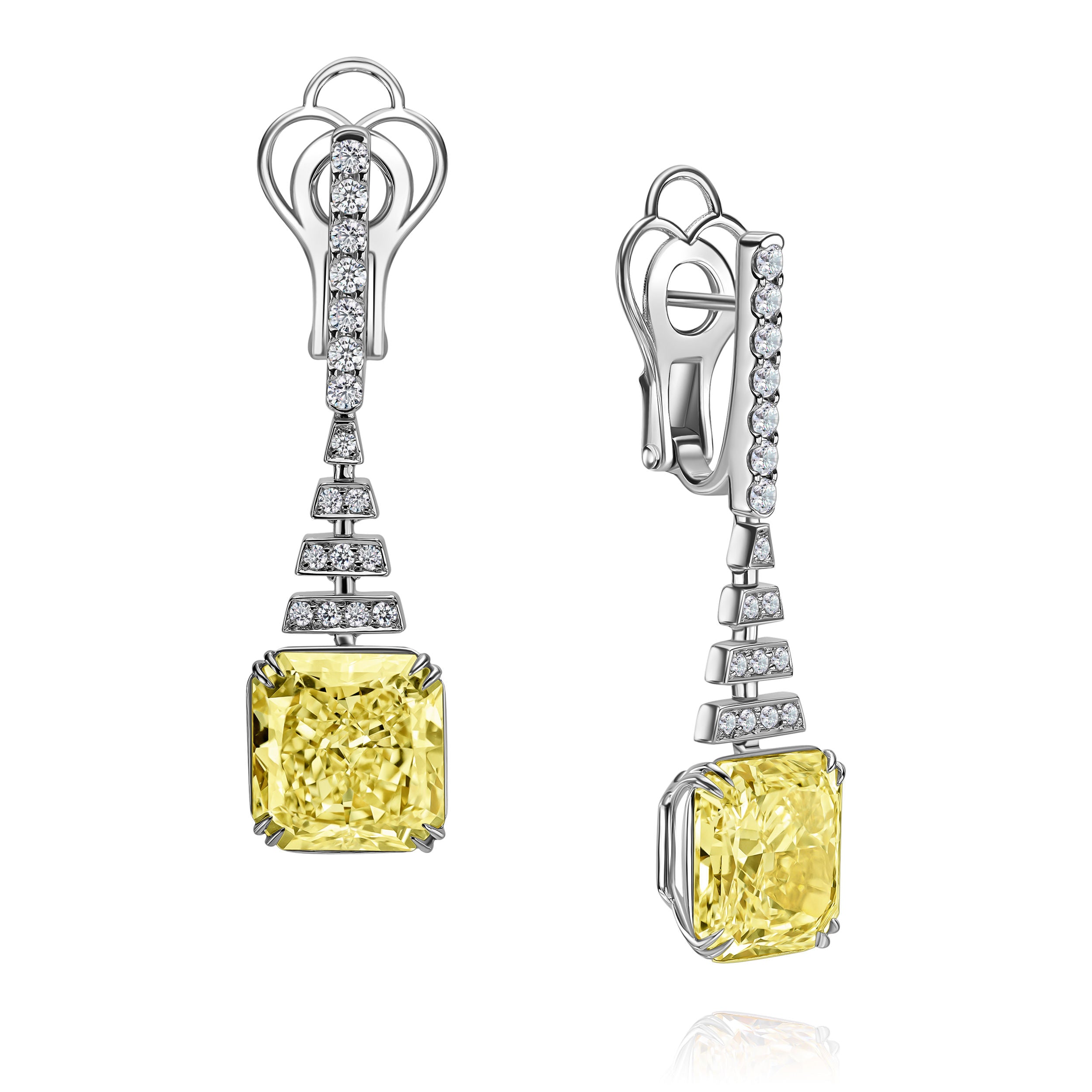 14.12ct Fancy Yellow Radiant Earrings - 14.77ct TW