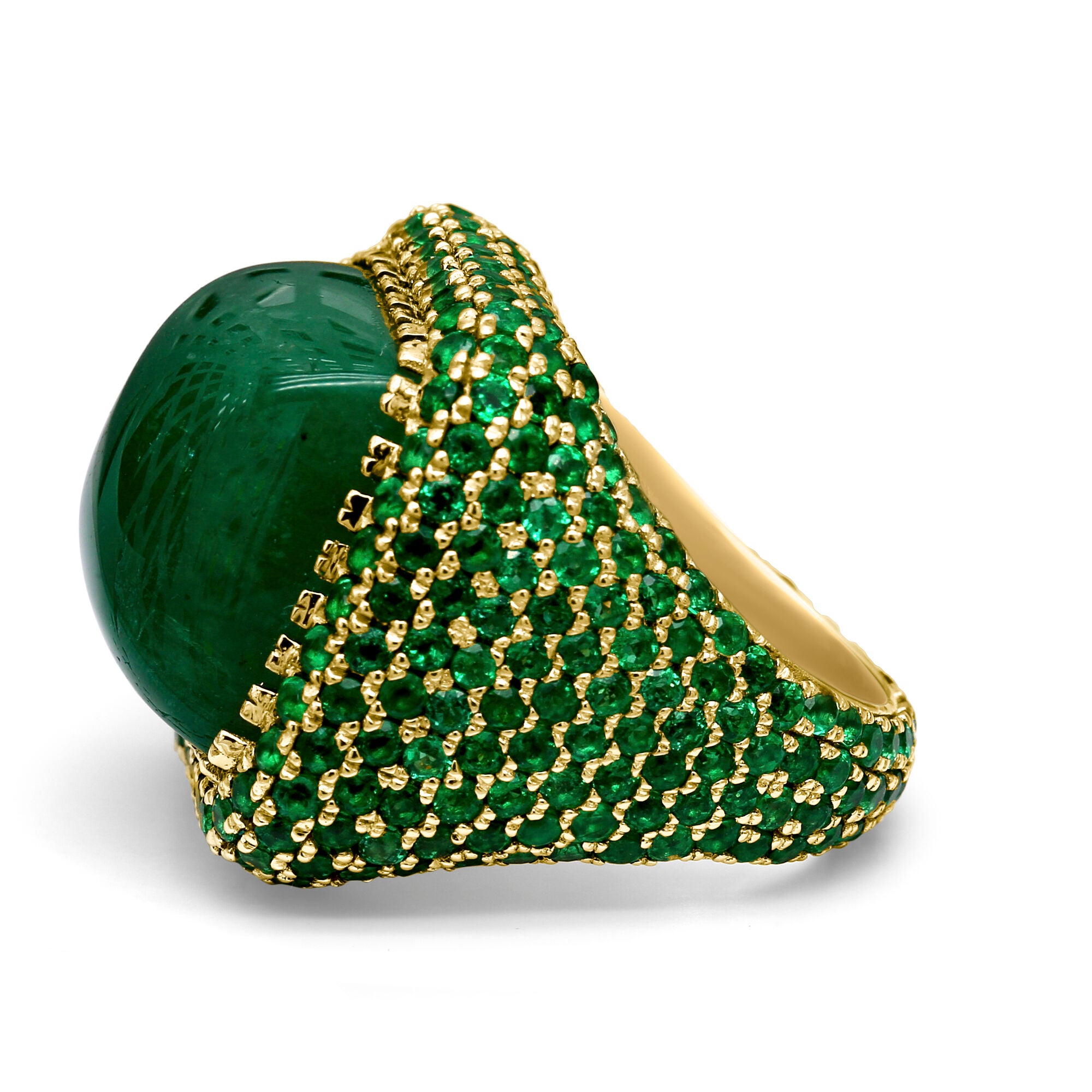 Emerald Cabochon Ring - 35.99ct TW