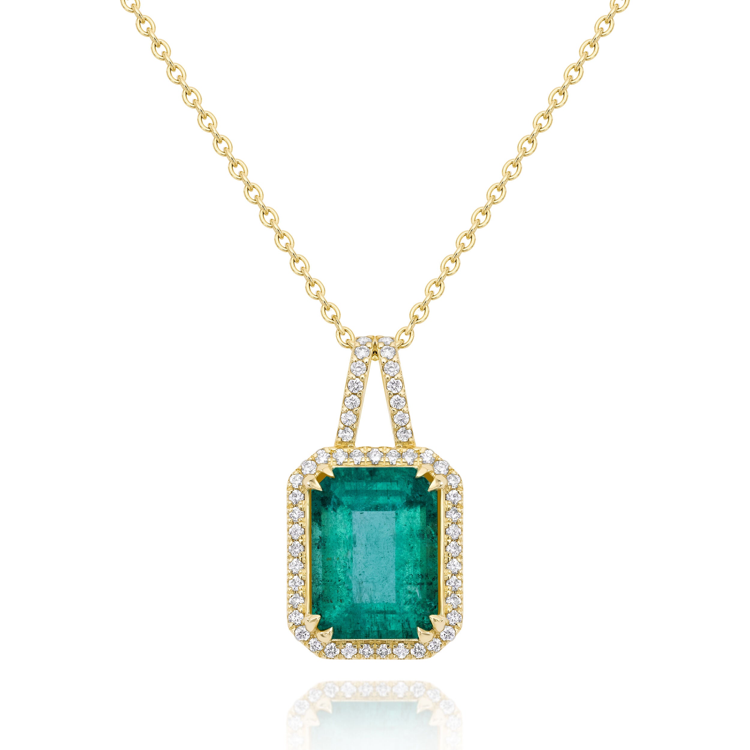 Emerald Halo Pendant - 5.16ct TW