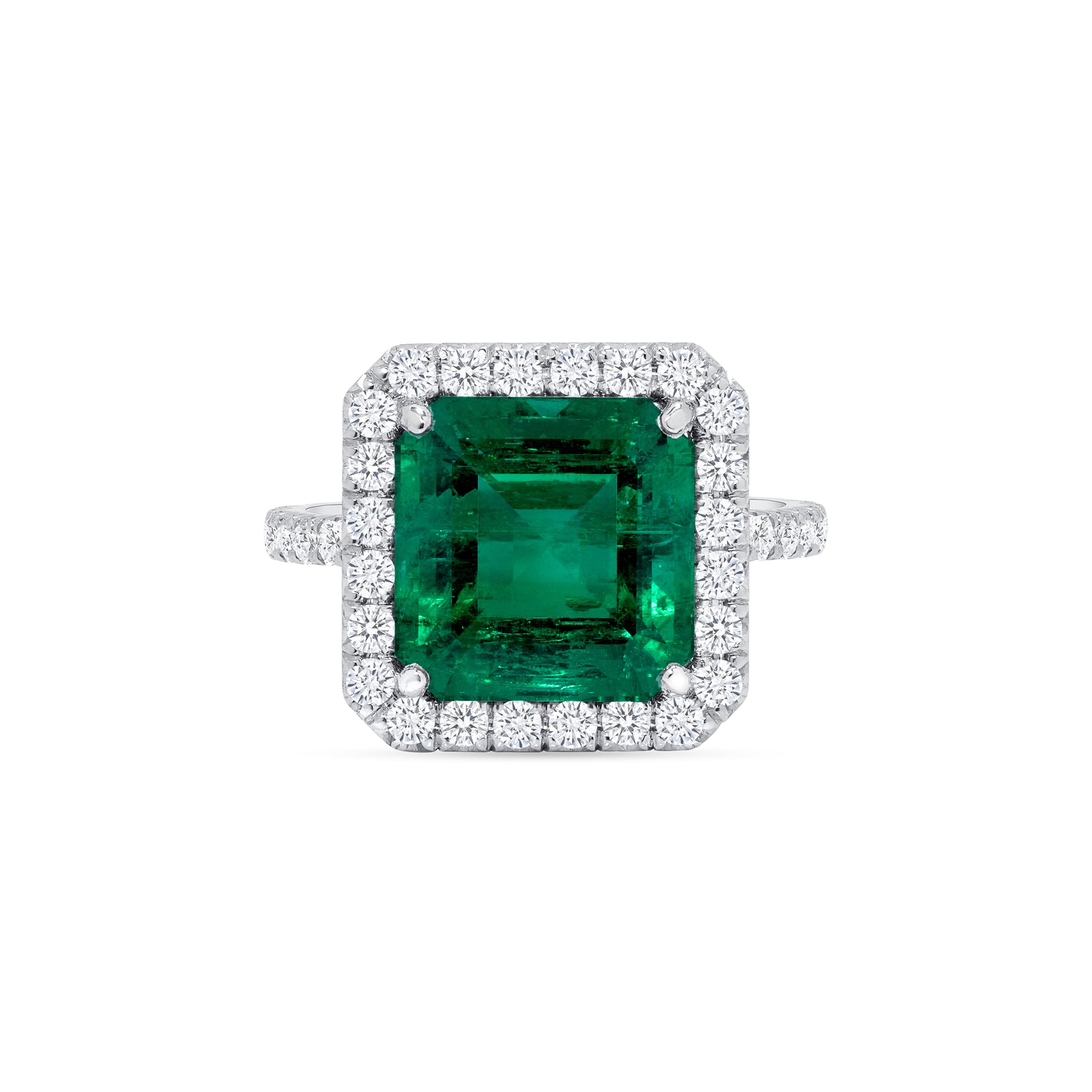 Square Emerald Halo Ring - 5.89ct TW