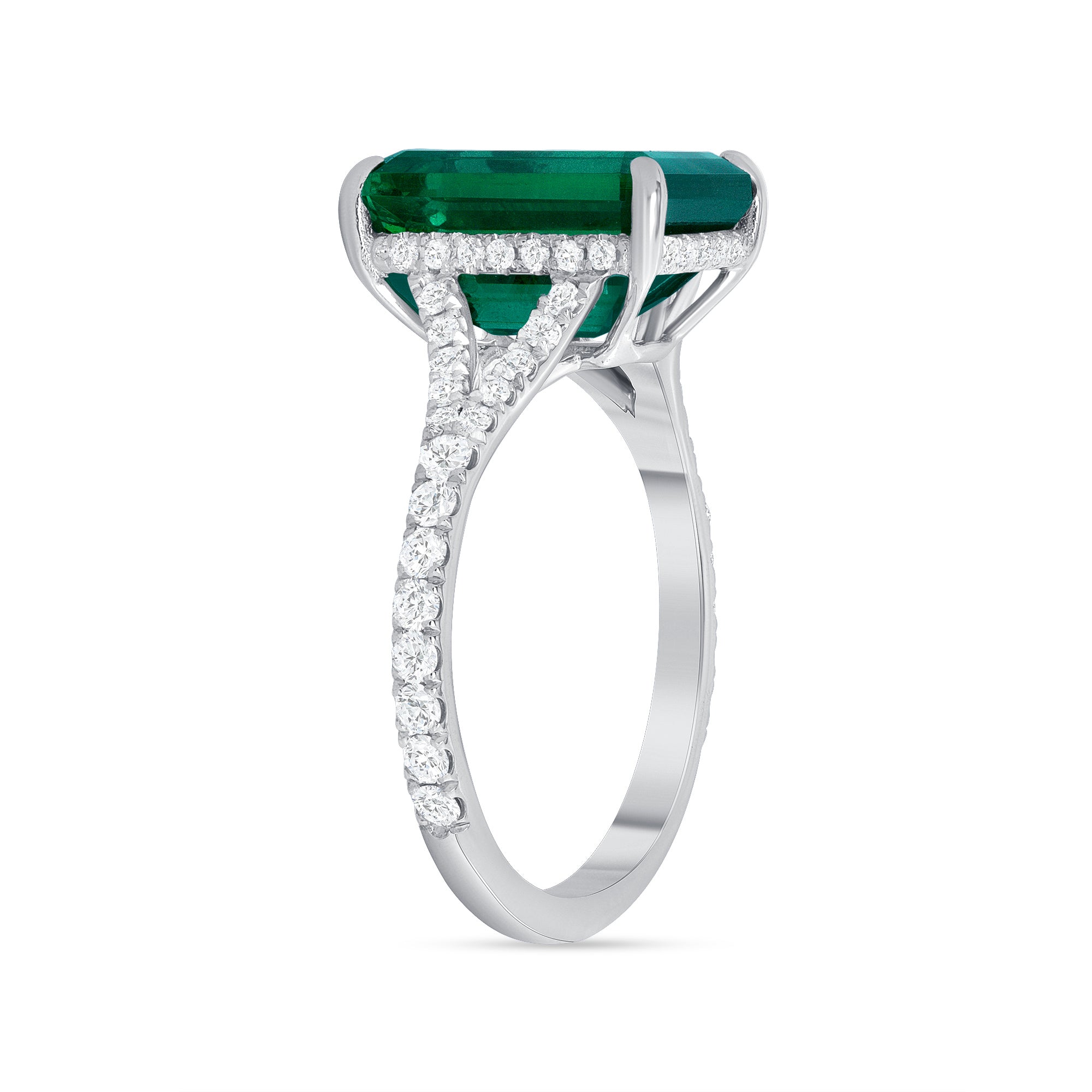 Emerald Split Shank Ring - 4.42ct TW