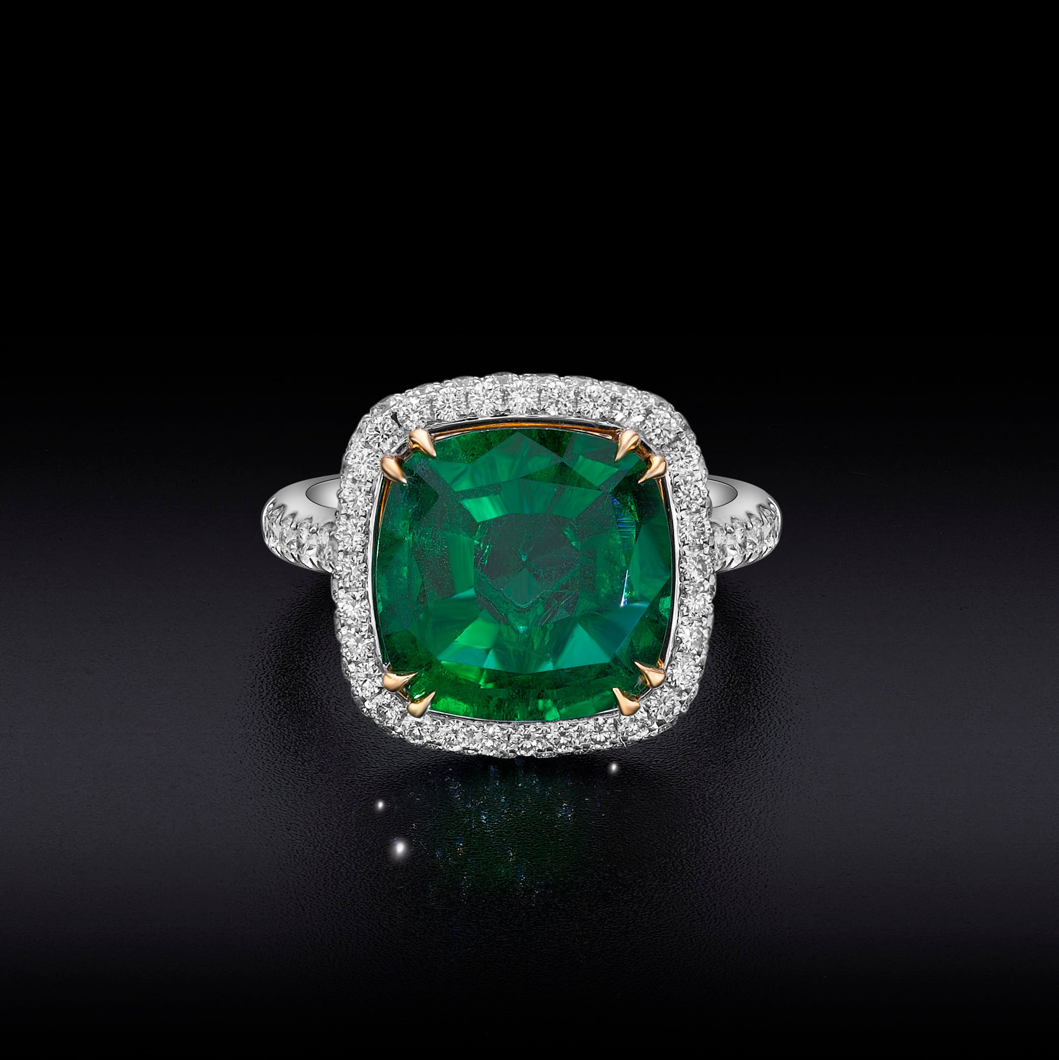 5.18ct Emerald Halo Ring - 6.20ct TW