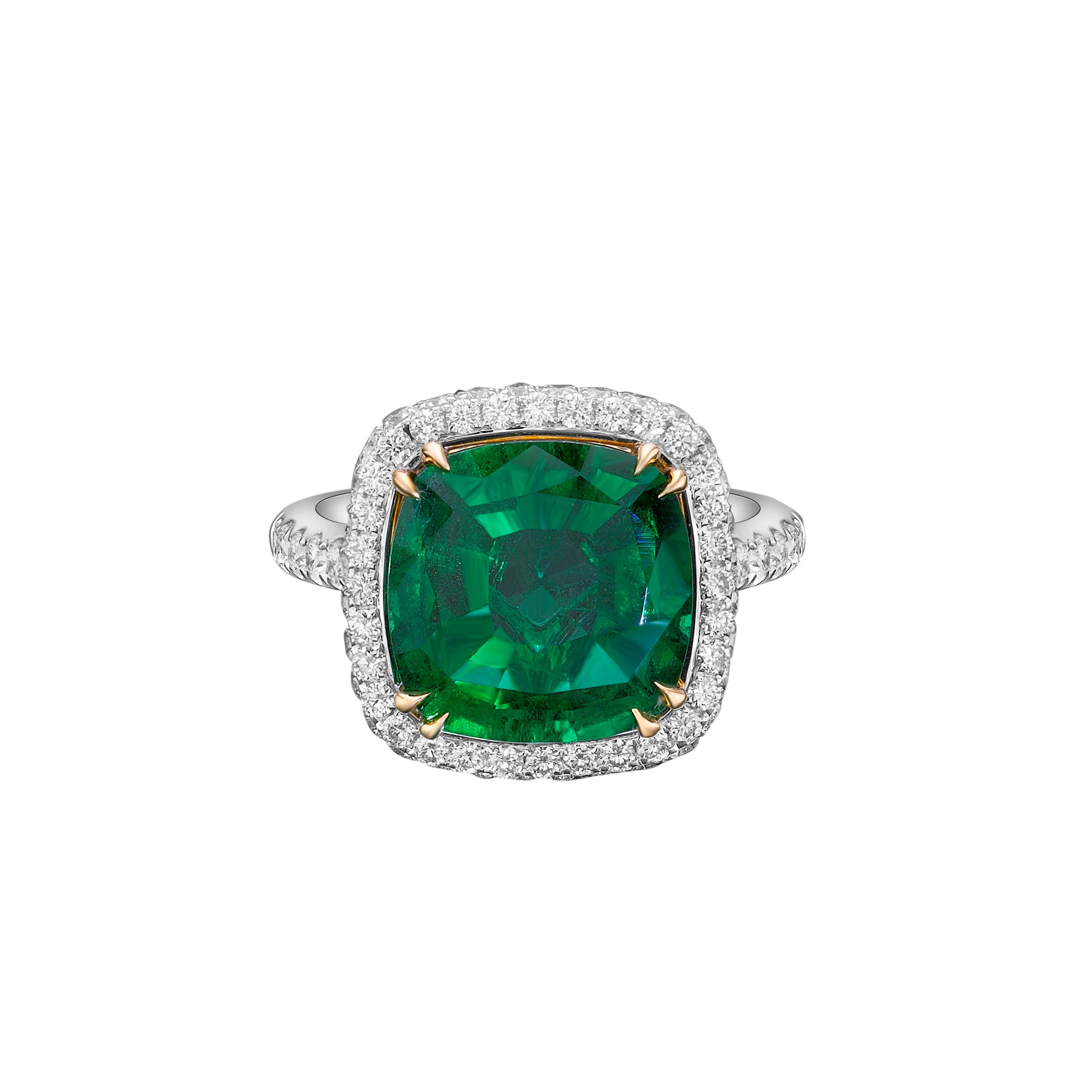 5.18ct Emerald Halo Ring - 6.20ct TW