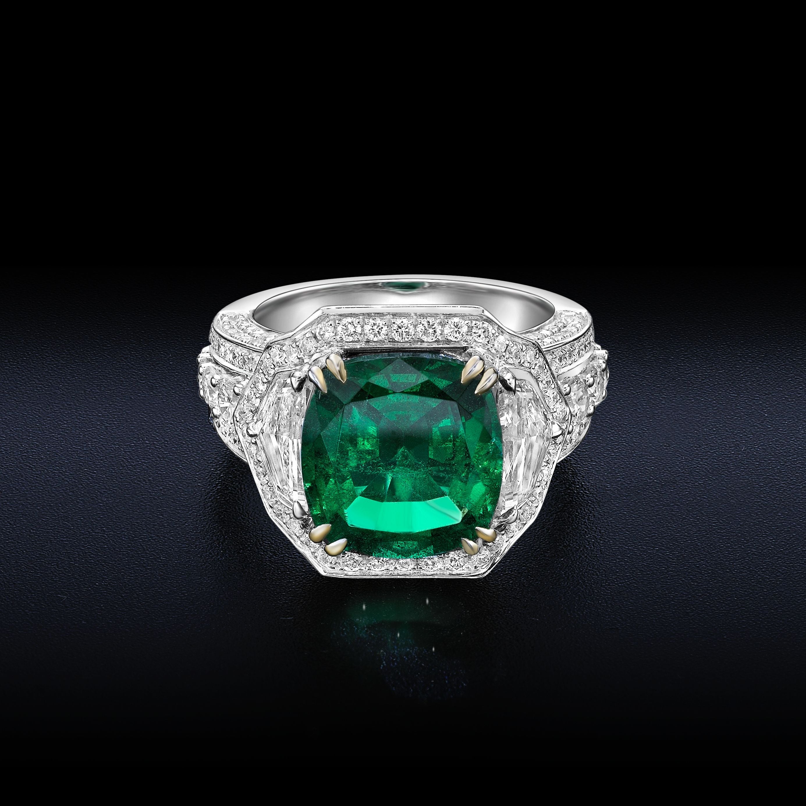 Art Deco Style Emerald Ring - 8.67ct TW