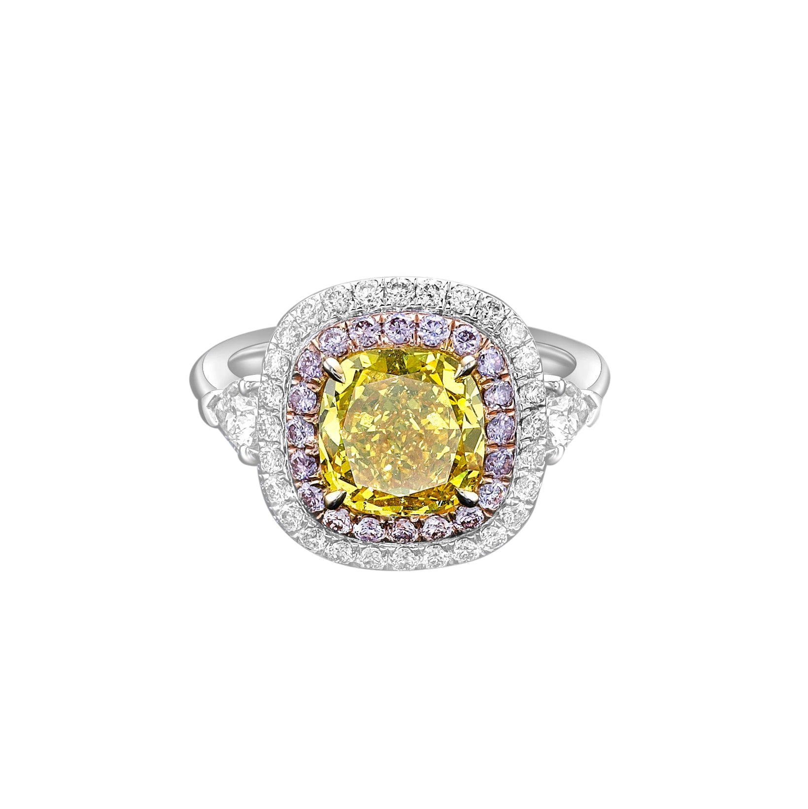 Vivid Yellow Diamond Halo Ring - 3.03ct TW