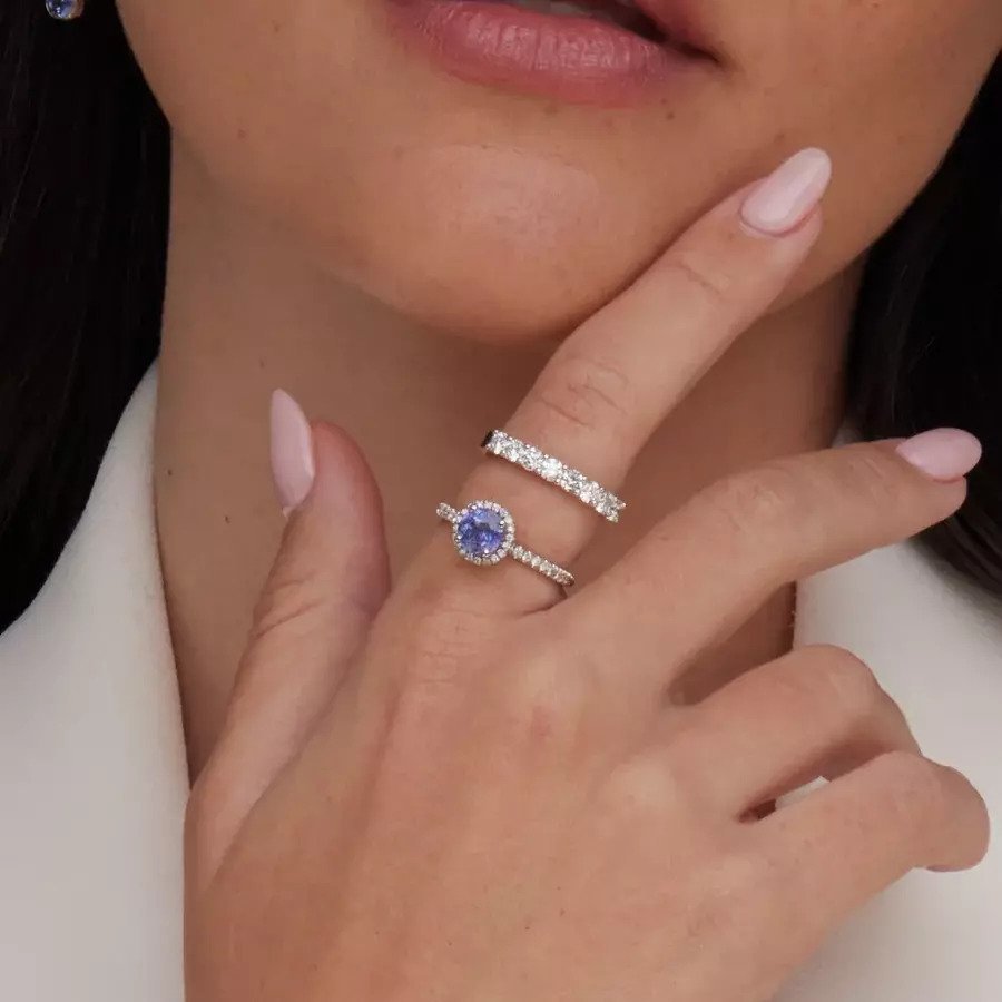 Tanzanite Round Halo Ring - 1.39ct TW