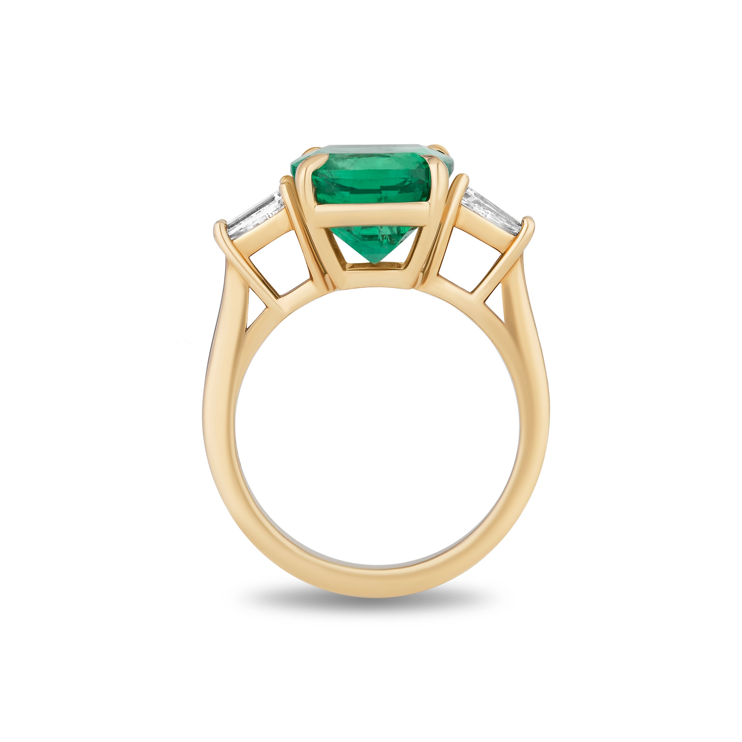 Cushion Emerald Ring with Tapers - 4.74ct TW