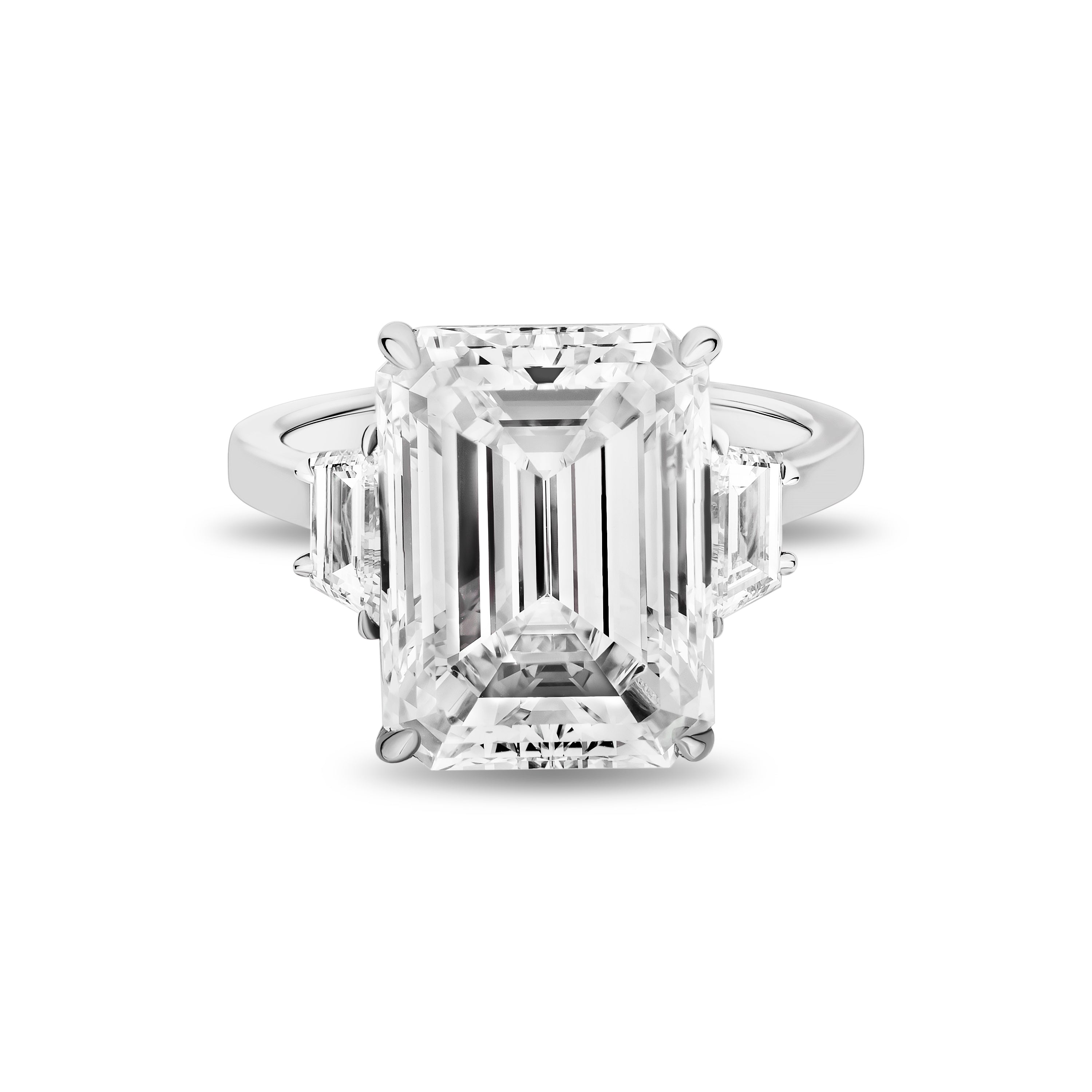 8.13ct Emerald Cut Side Stone Platinum Ring