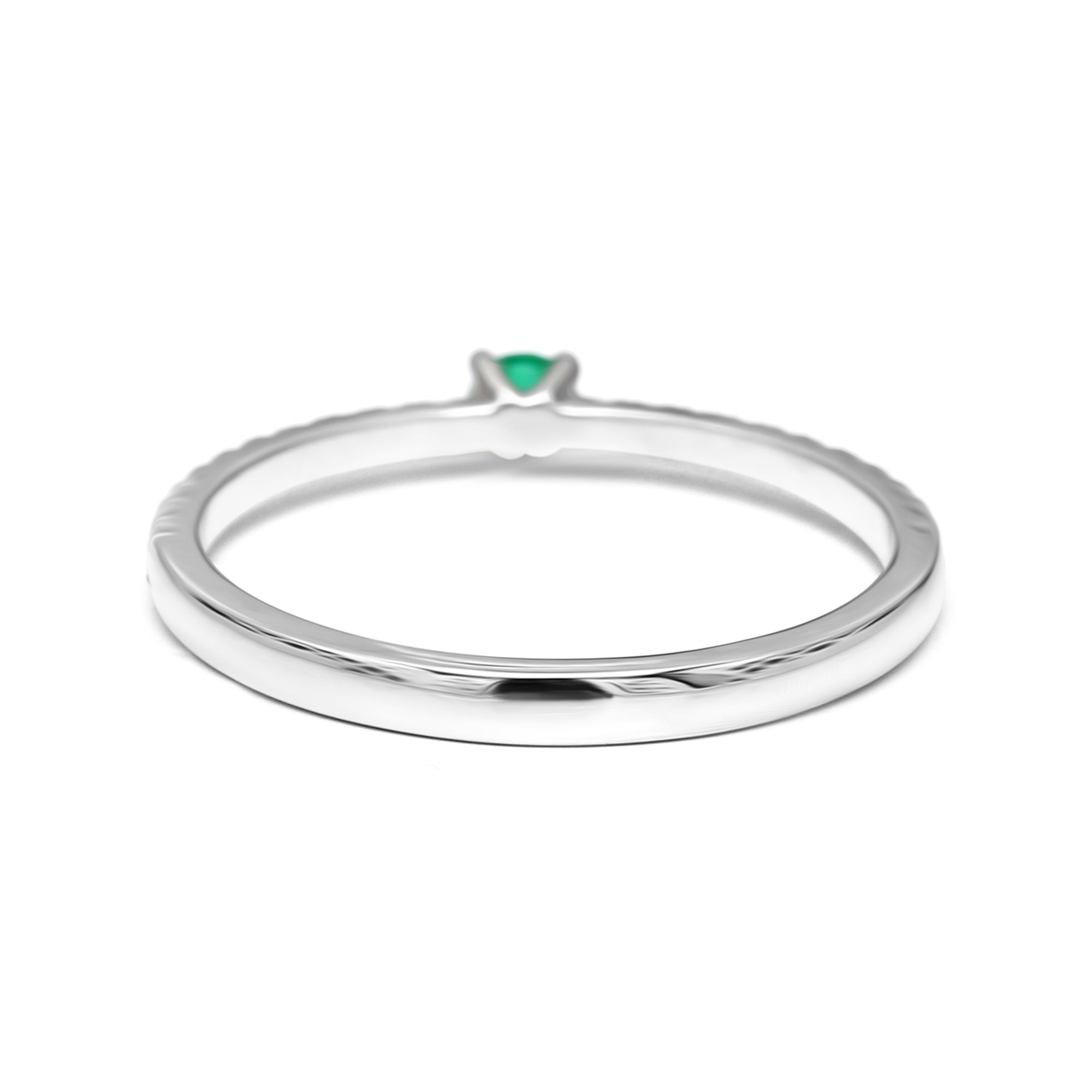 Round Emerald with Diamonds Ring - 0.25ct TW