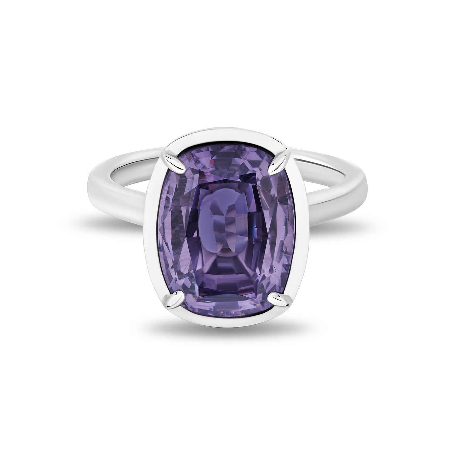 Cushion-Cut Violet Spinel Bezel Ring - 6.54ct TW