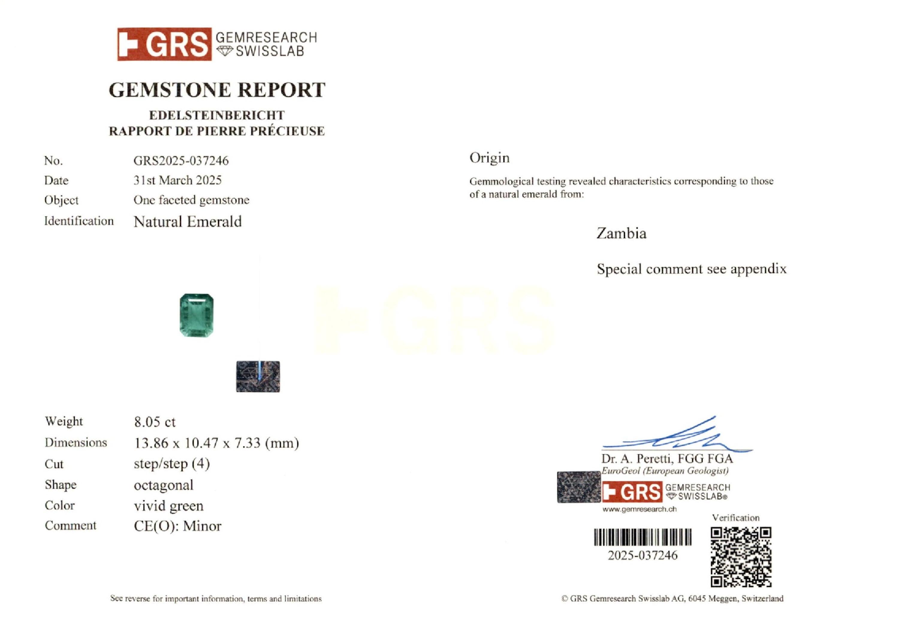 8.05 ct. Emerald GRS Minor