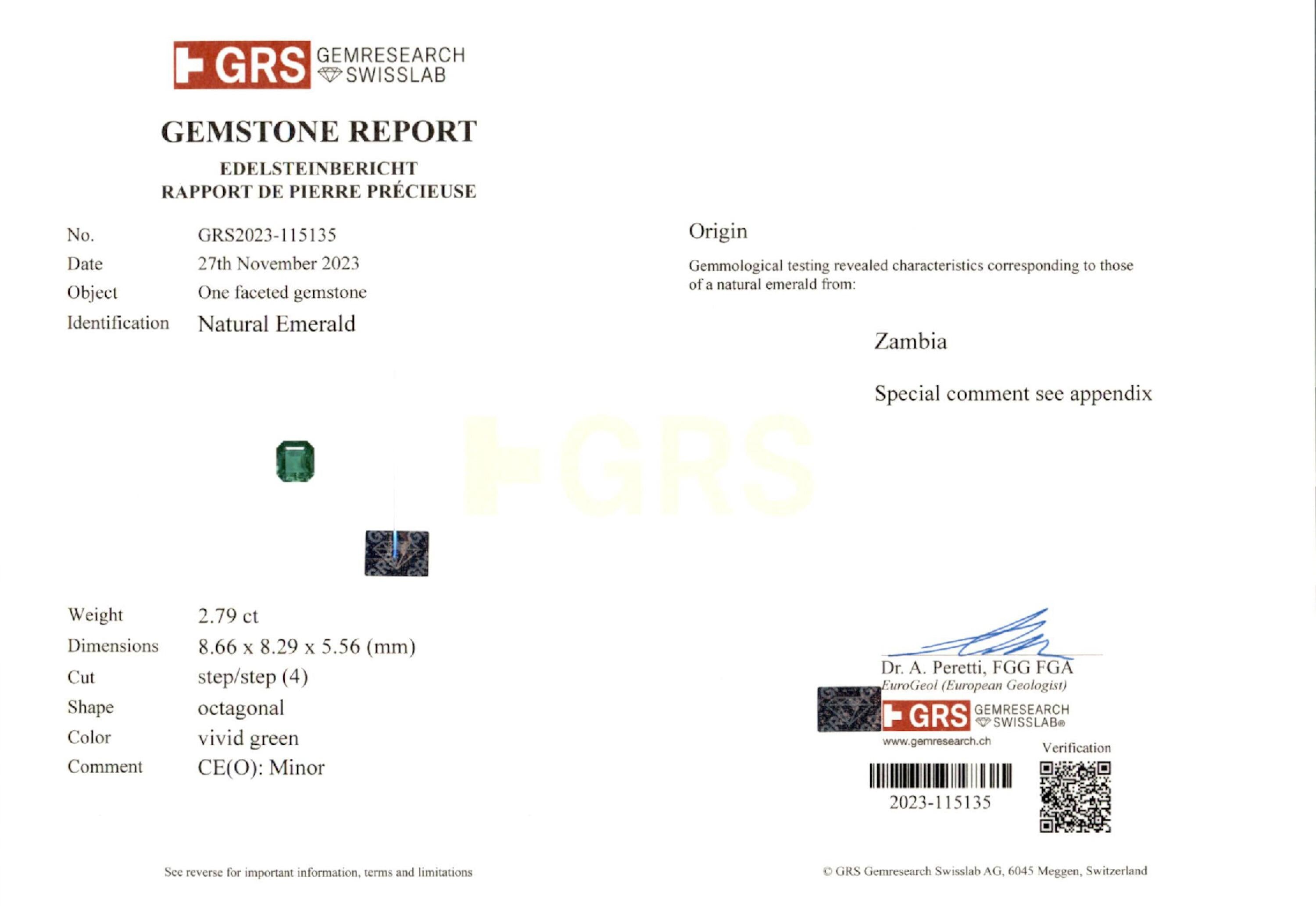 2.79 ct. Emerald GRS Minor