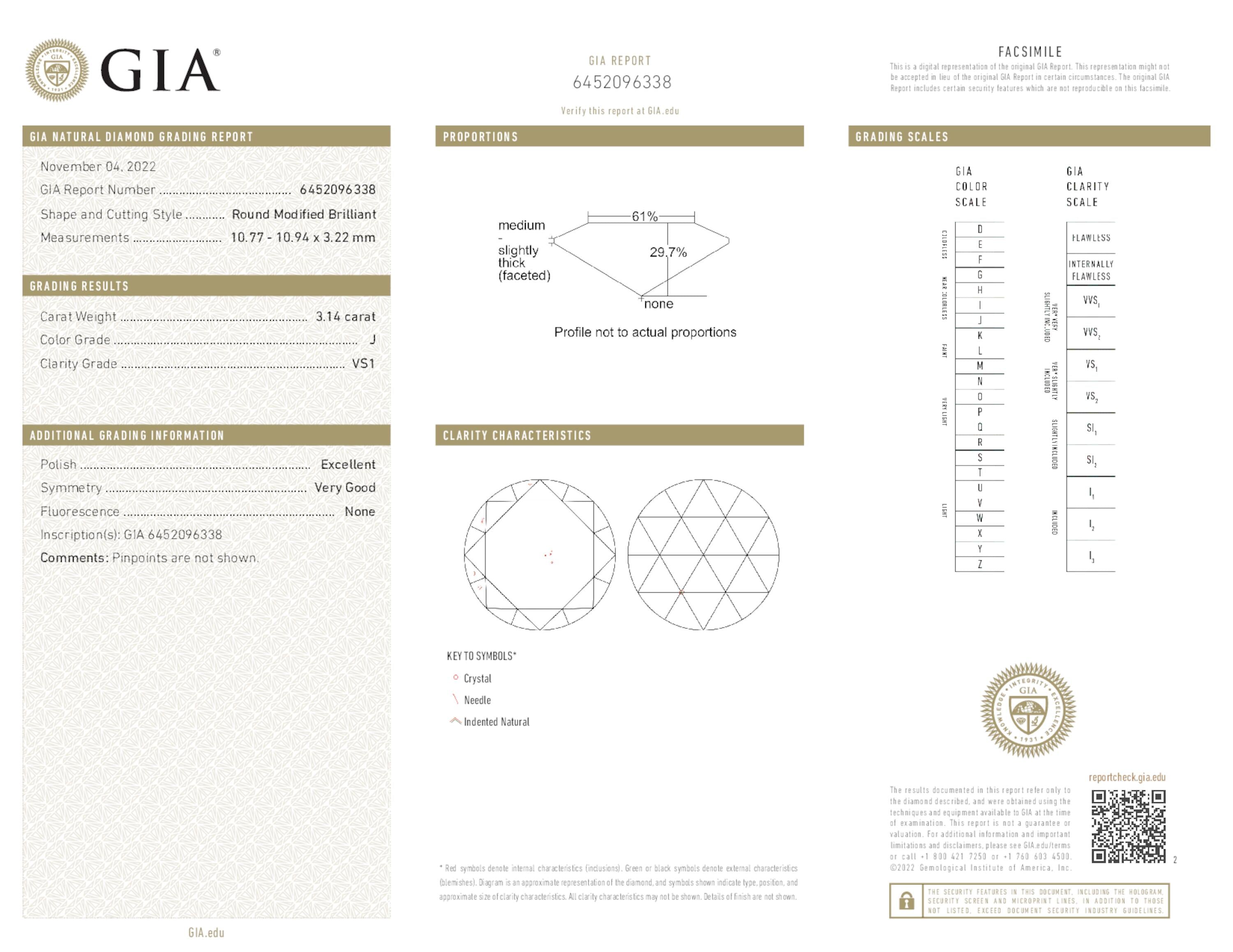 3.14 ct. Diamond J VS1 None GIA