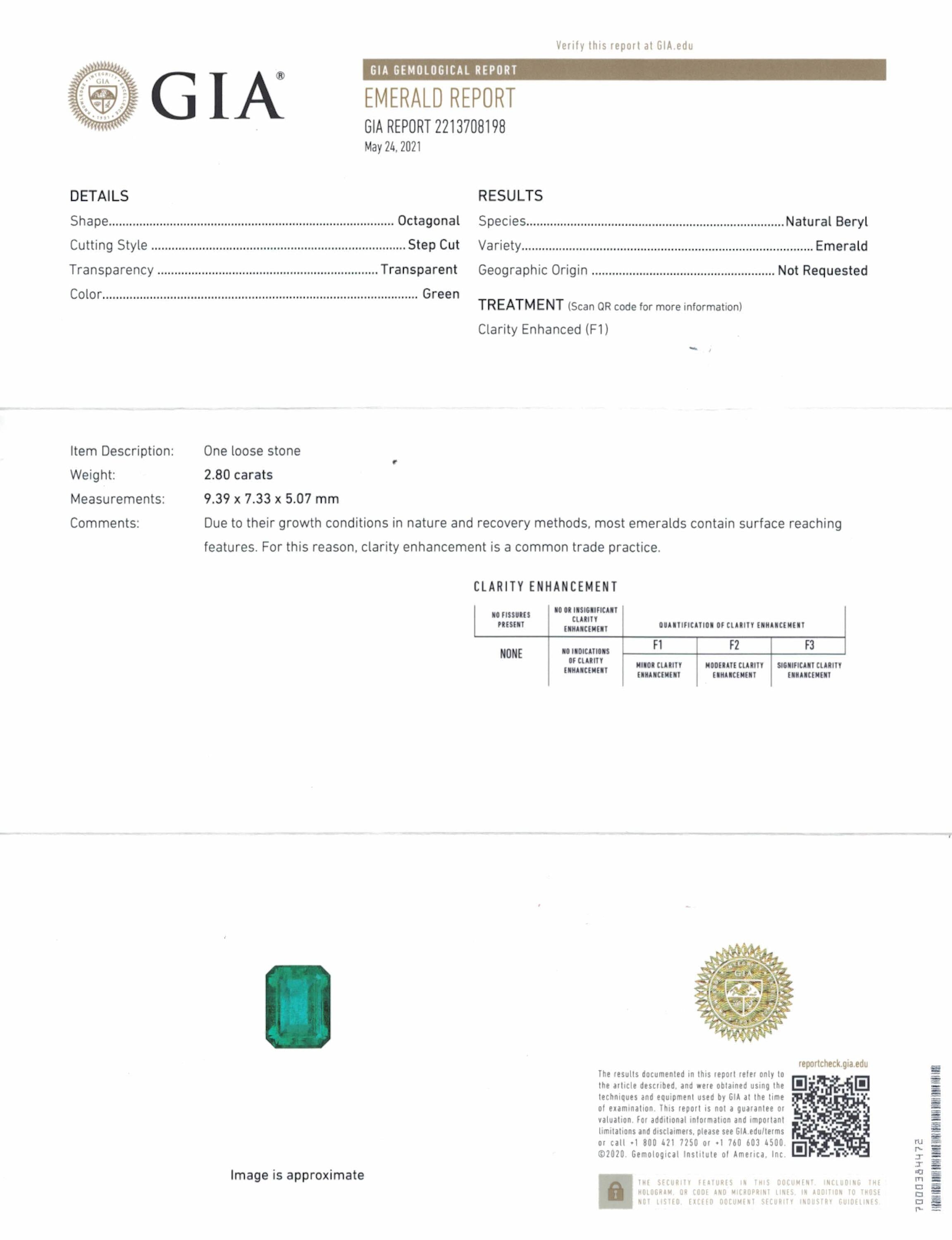 Art Deco Style Halo Emerald Ring - 3.13ct TW
