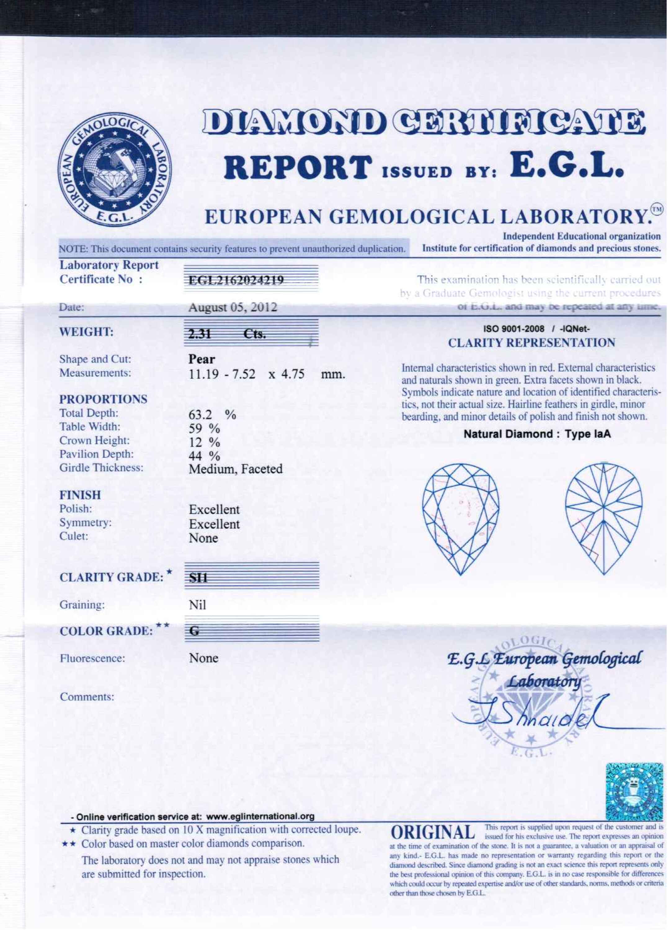 Pear Shape Diamond Pendant - 2.50ct TW