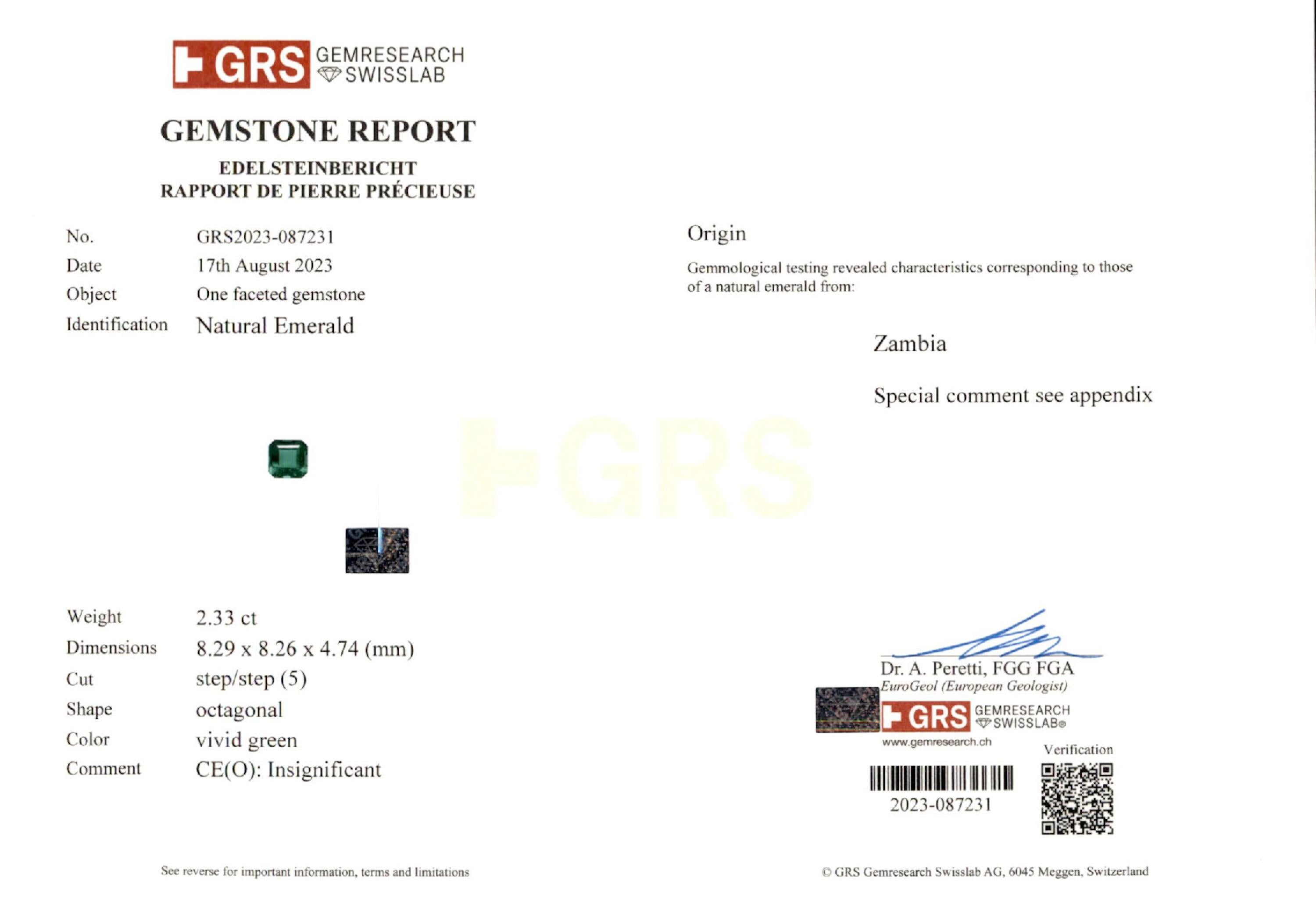 2.33 ct. Emerald GRS Insignificant