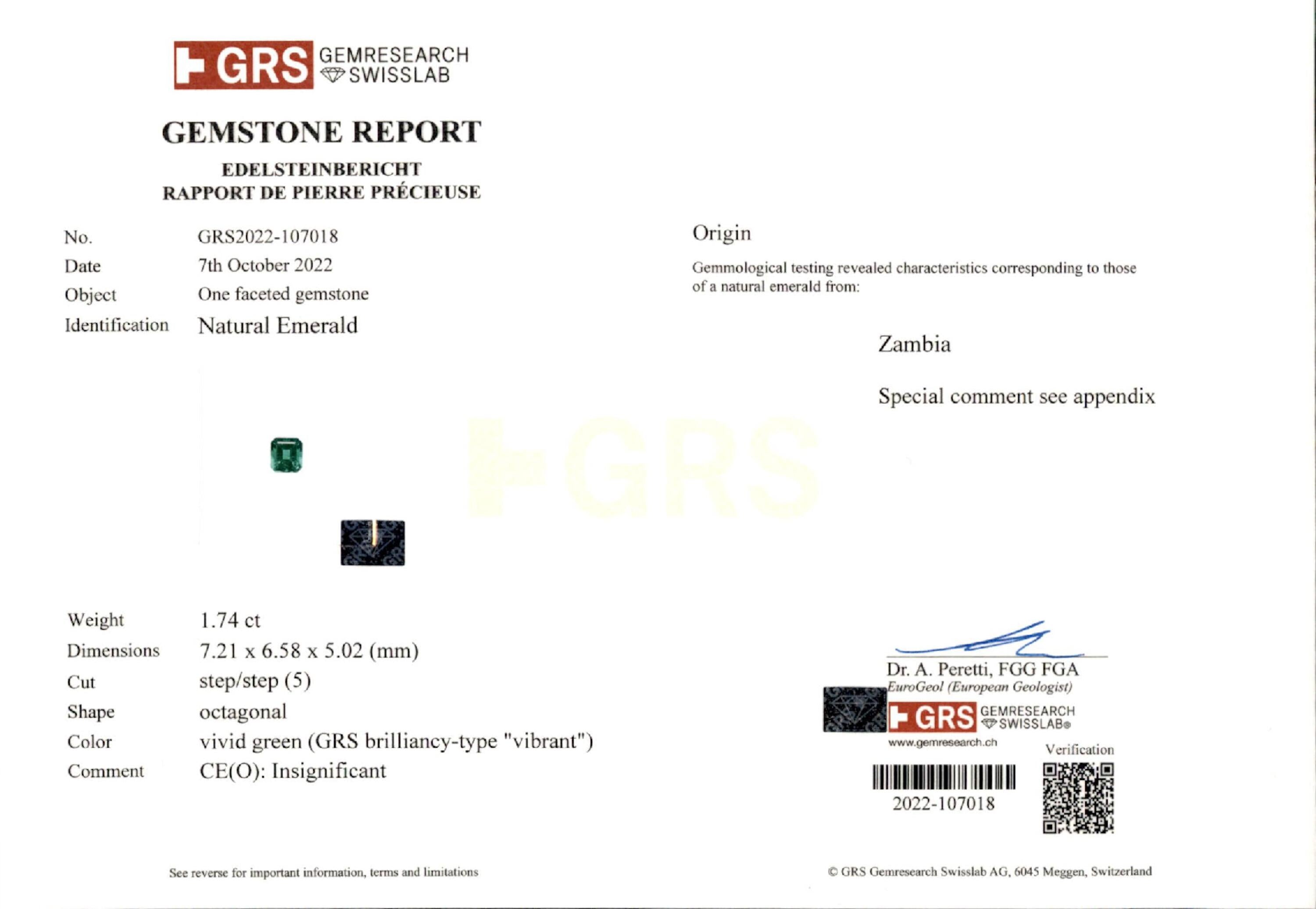 1.69 ct. Emerald GRS Insignificant