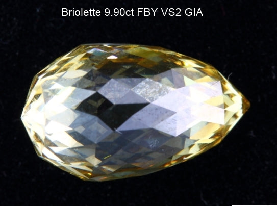 9.90 ct. Briolette Fancy Brown Yellow VS2 Faint GIA