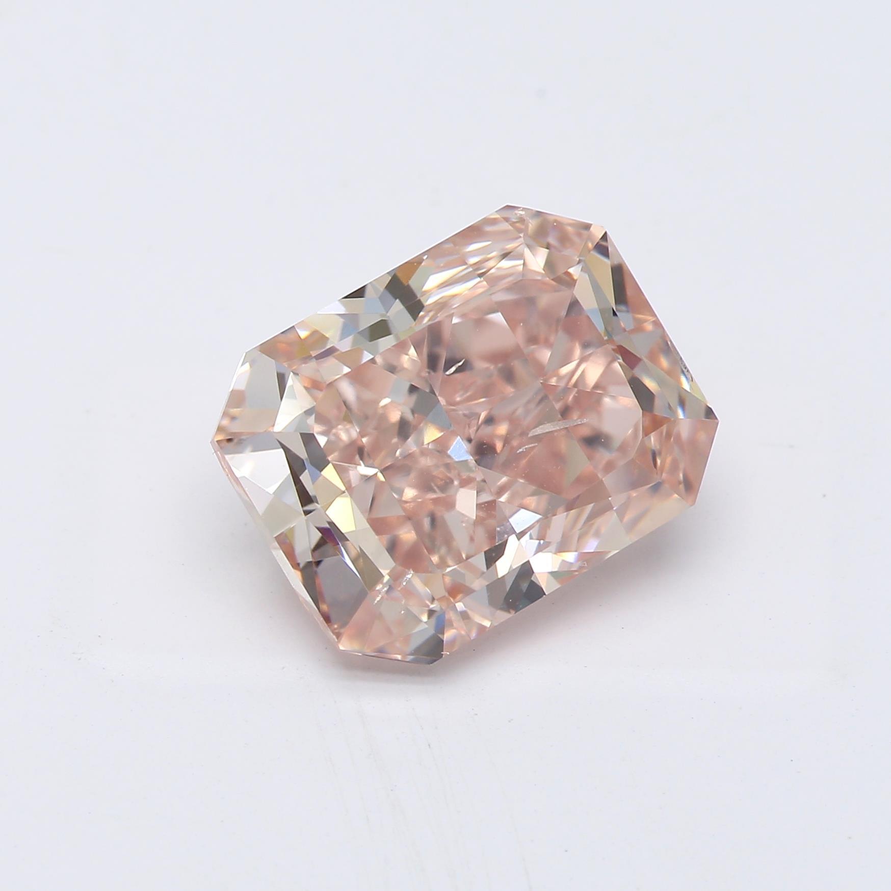 4.01 ct. Radiant Fancy Orangey Pink SI1 None GIA