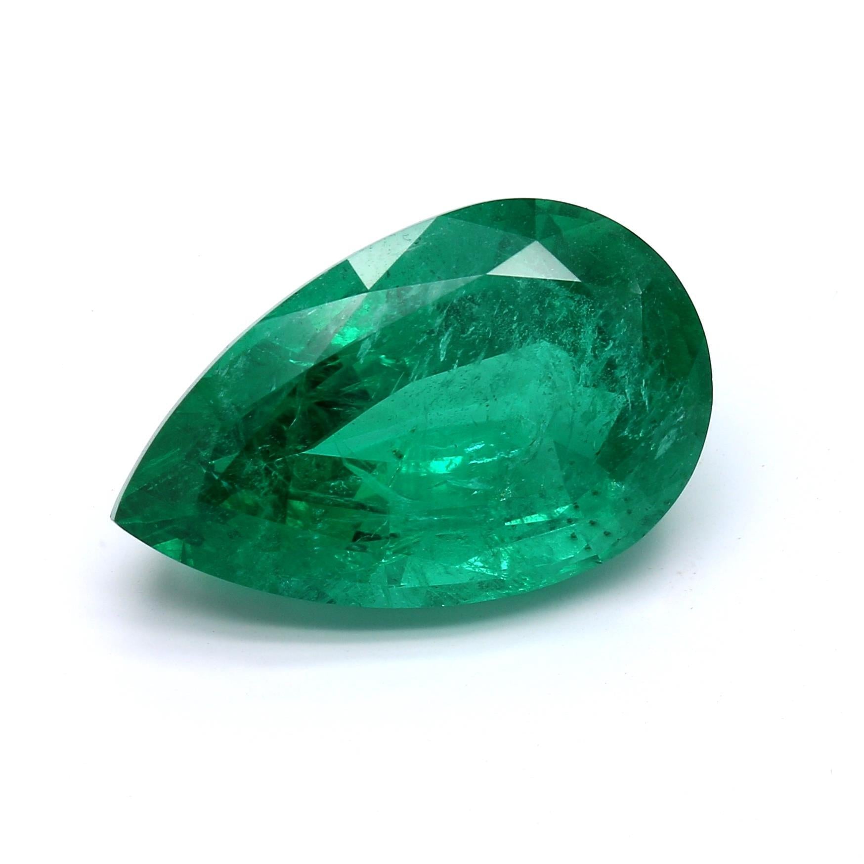 15.43 ct. Pear Shape Emerald AGL Minor