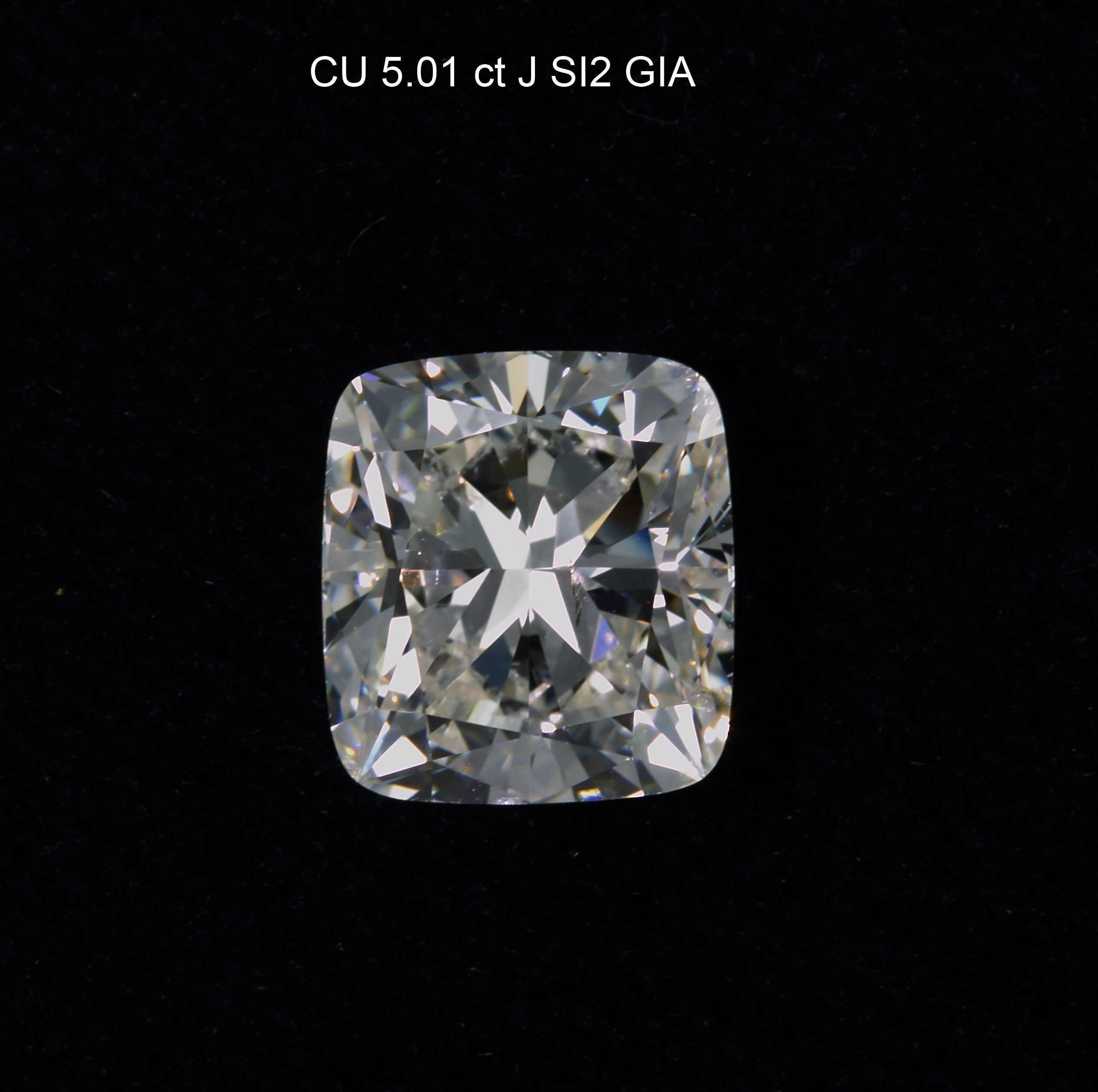 5.01 ct. Cushion Diamond J SI2 None GIA