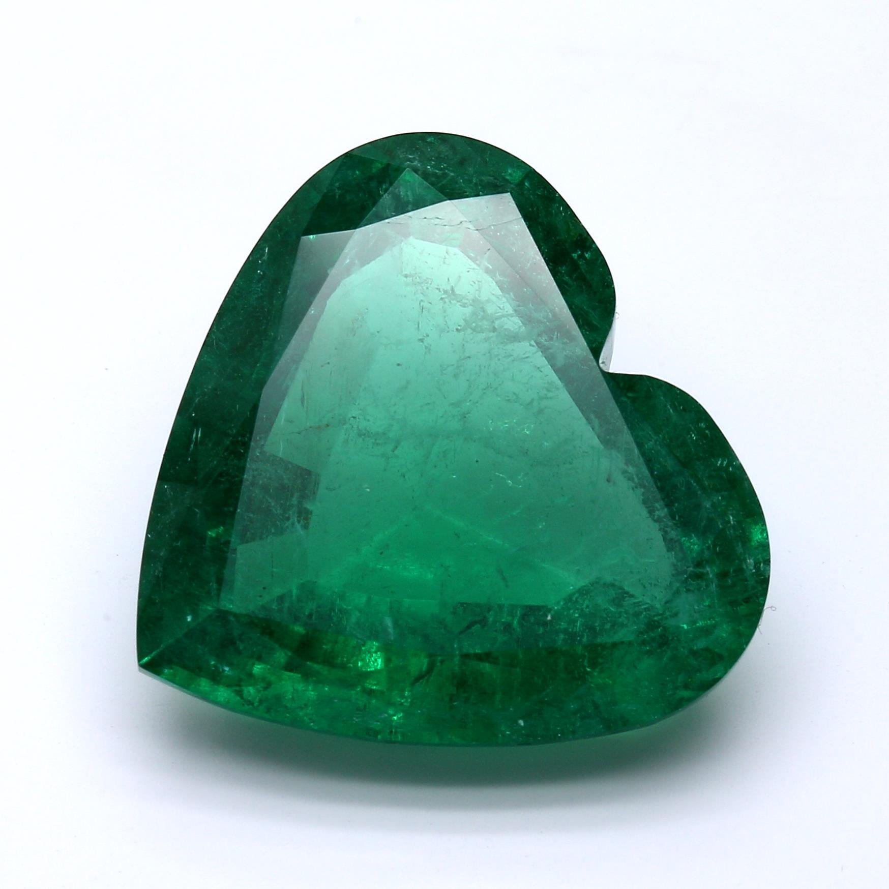 25.42 ct. Heart Shape Emerald GRS Minor