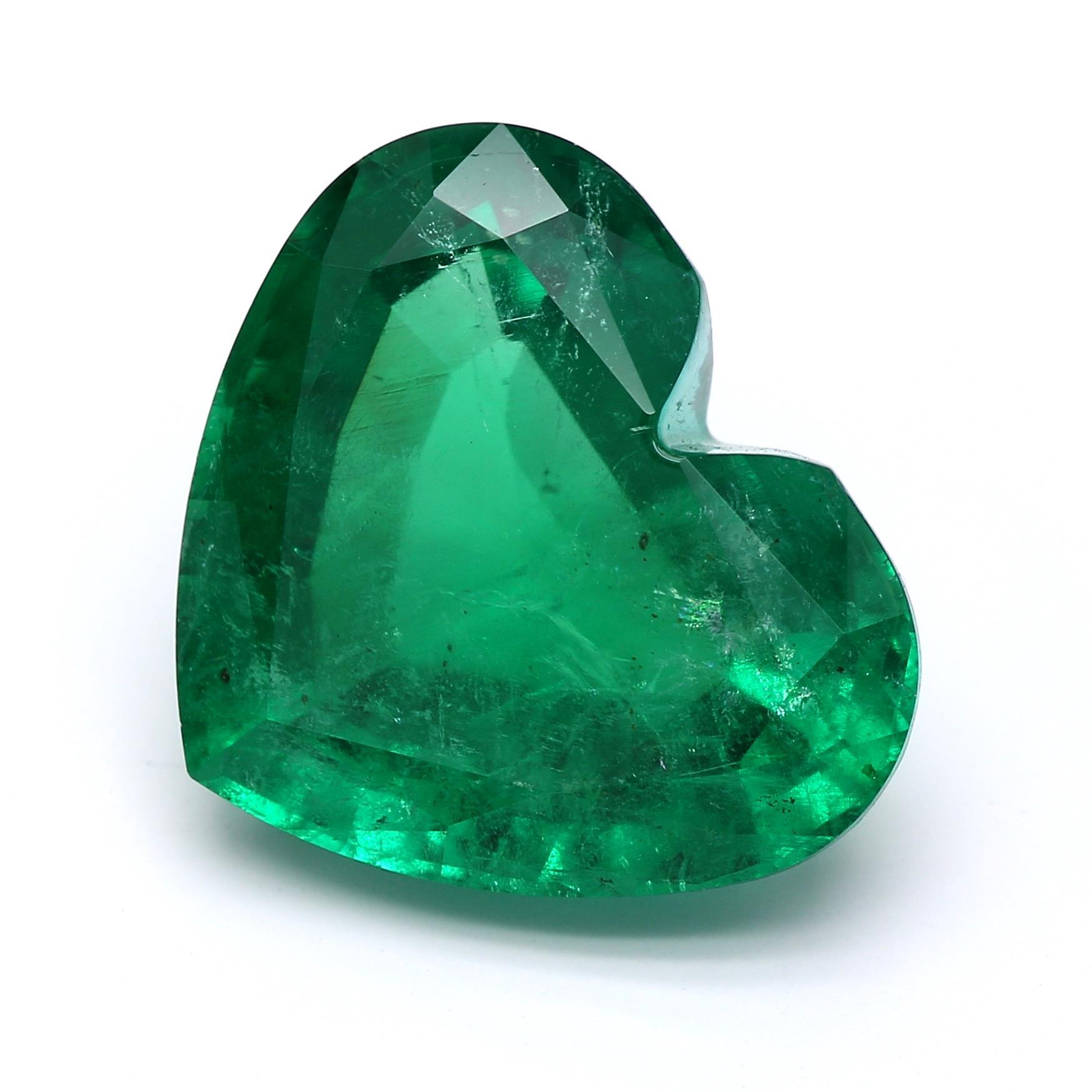 6.60 ct. Heart Shape Emerald GRS Minor to Moderate