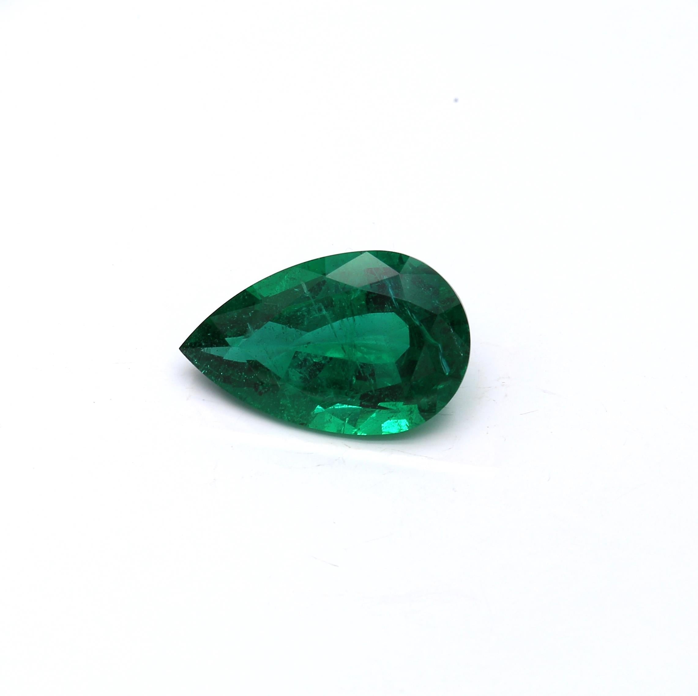 4.70 ct. Pear Shape Emerald AGL Minor