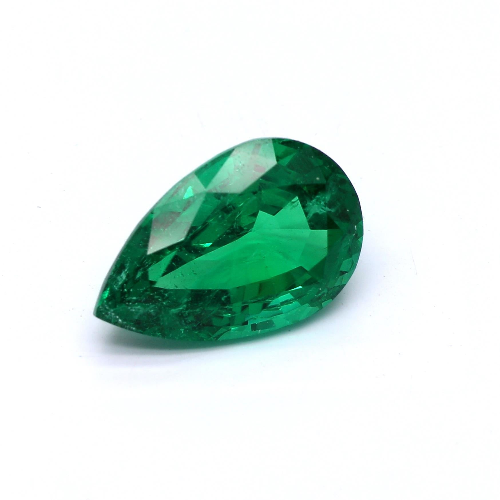 2.58 ct. Pear Shape Emerald ICA Minor