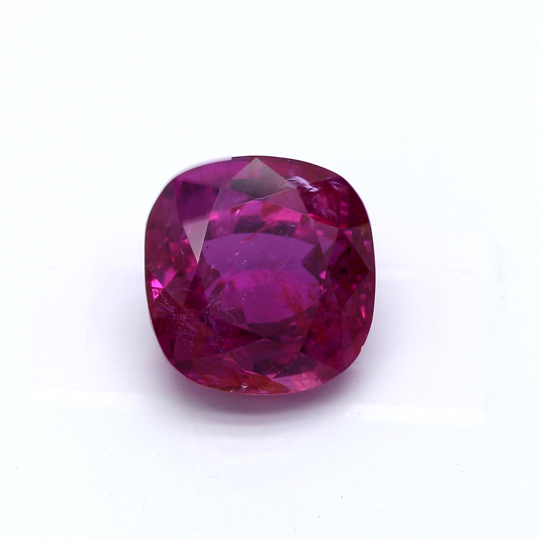 4.35 ct. Cushion Ruby O GRS No Heat