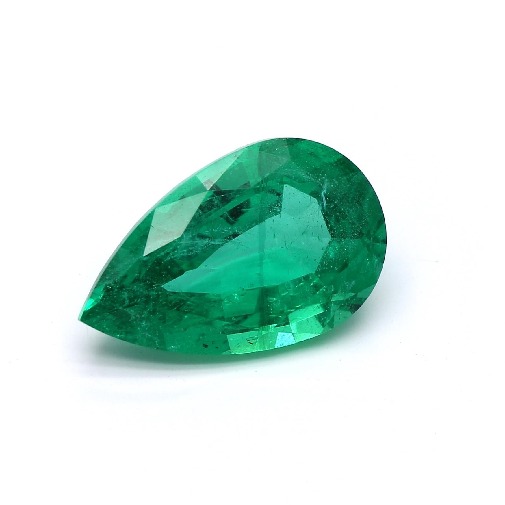 3.02 ct. Pear Shape Emerald ICA Minor