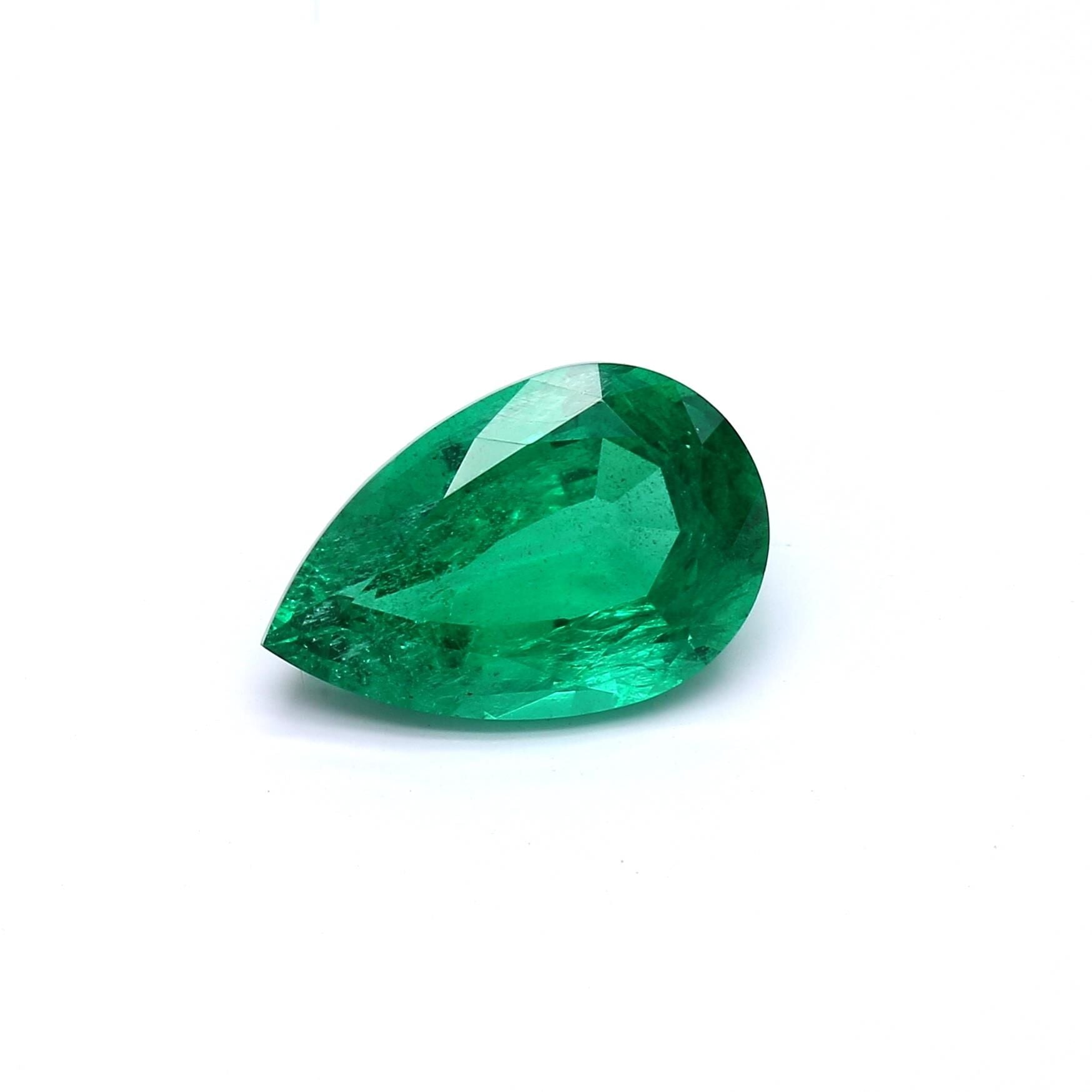 4.79 ct. Pear Shape Emerald ICA Minor