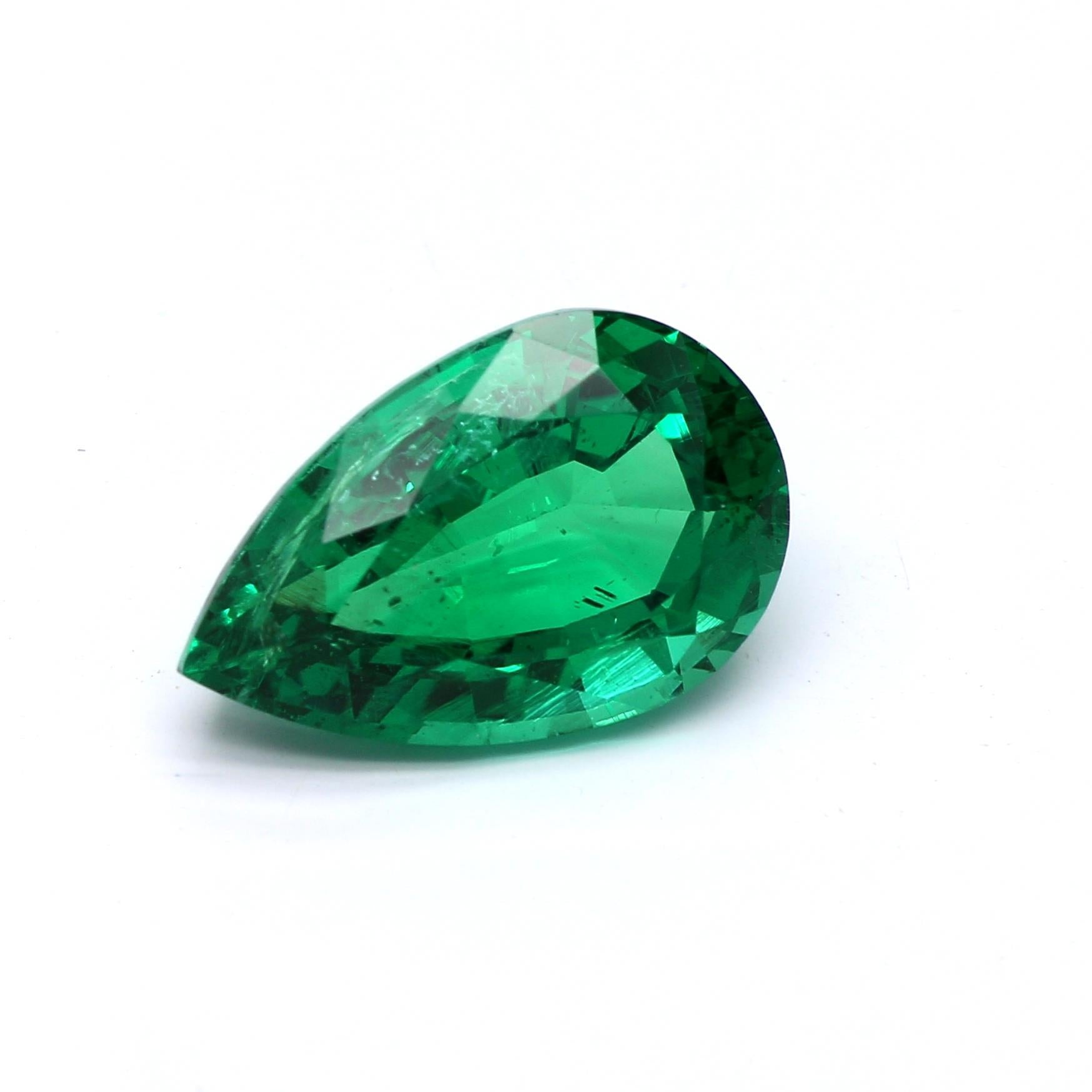 2.68 ct. Pear Shape Emerald ICA Minor