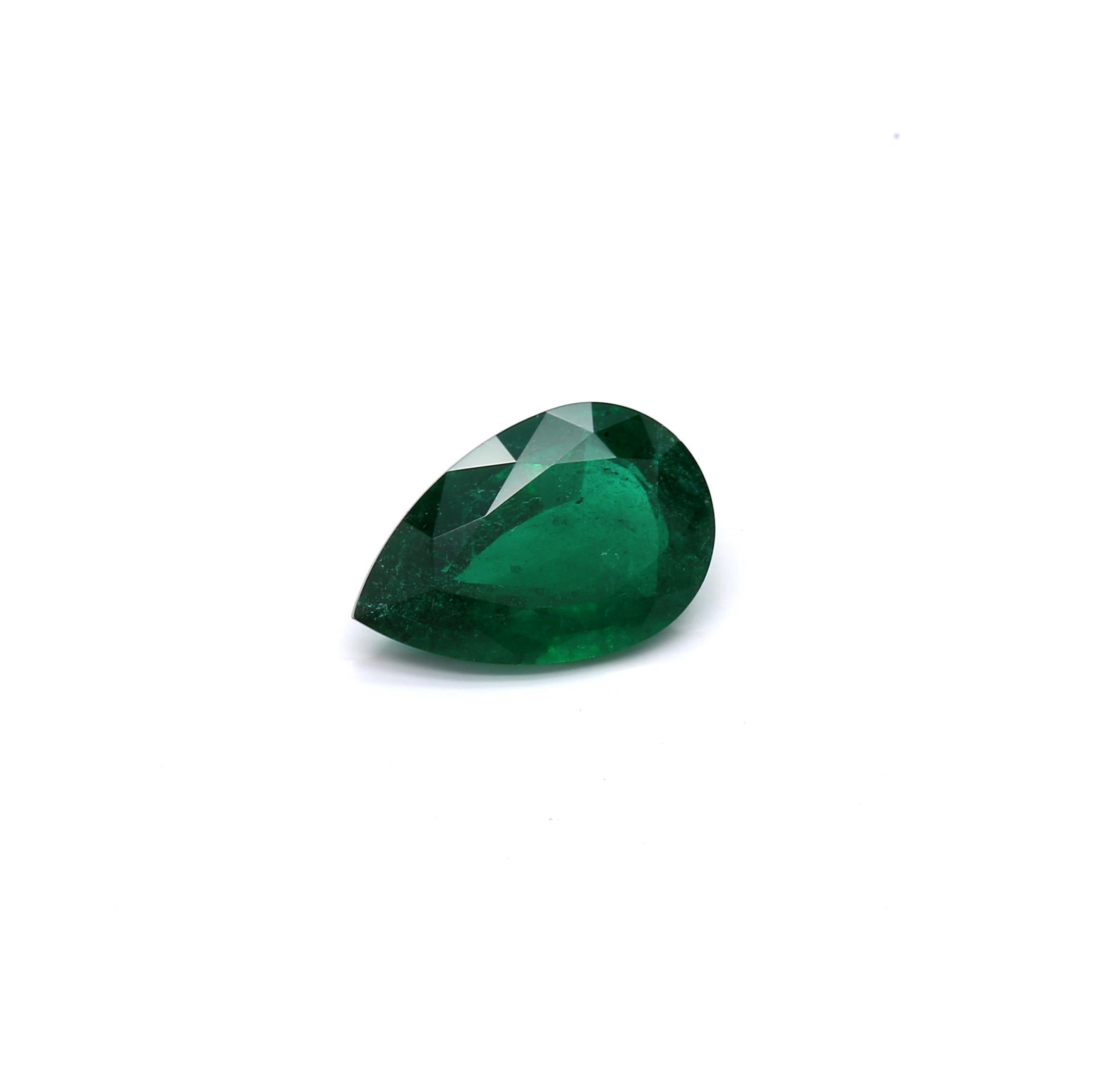 3.44 ct. Pear Shape Emerald AGL Minor