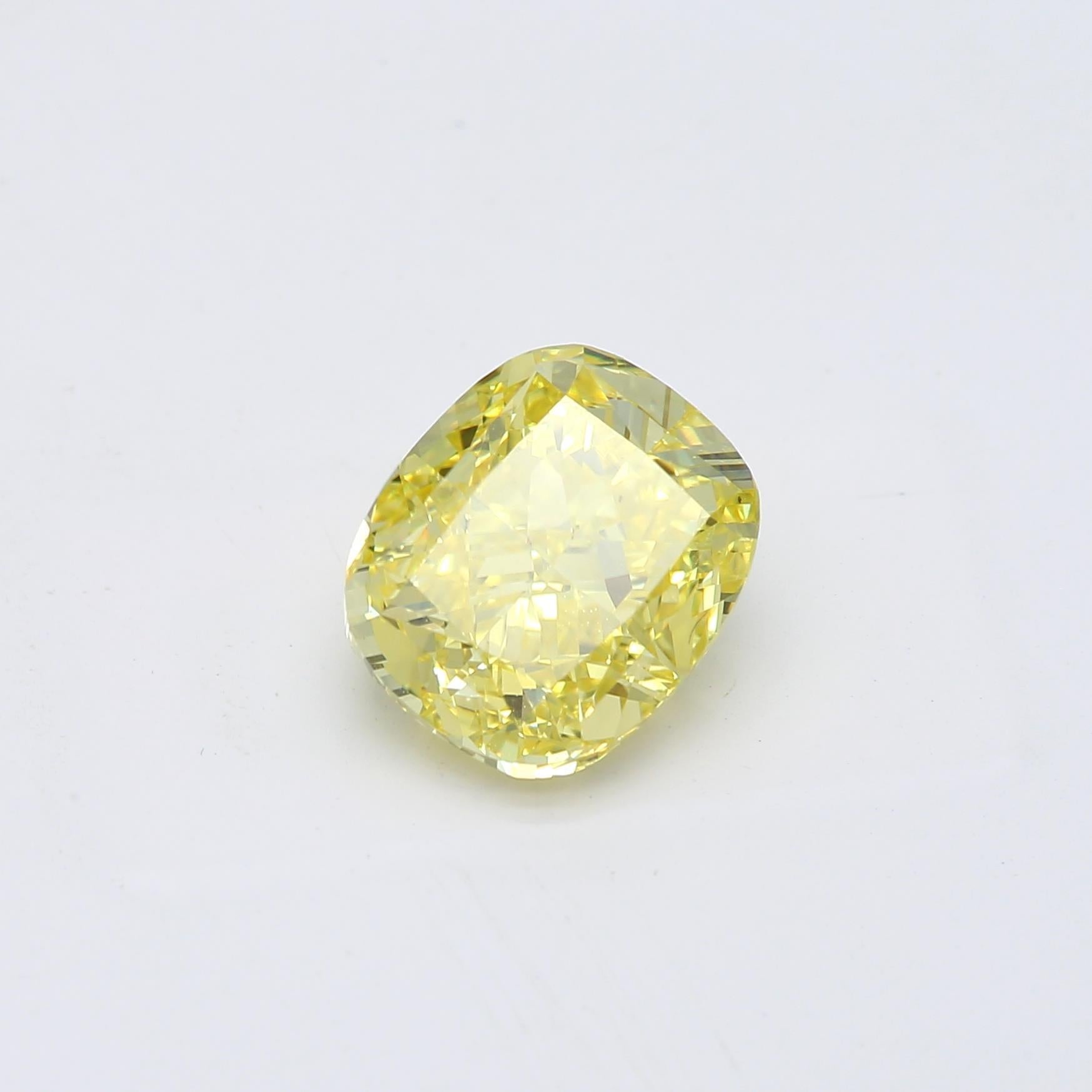 2.01 ct. Cushion Vivid Yellow SI1 None GIA