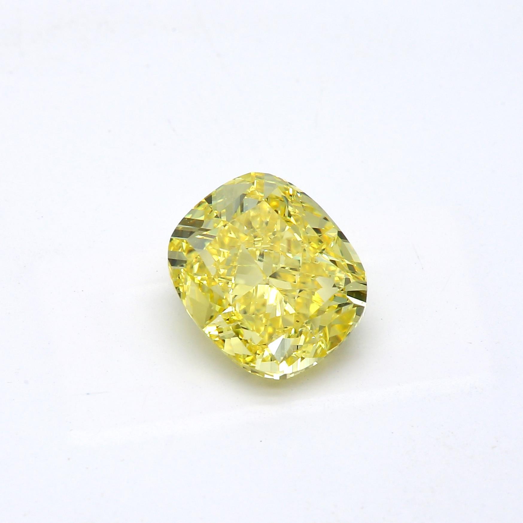 2.01 ct. Cushion Vivid Yellow SI1 None GIA