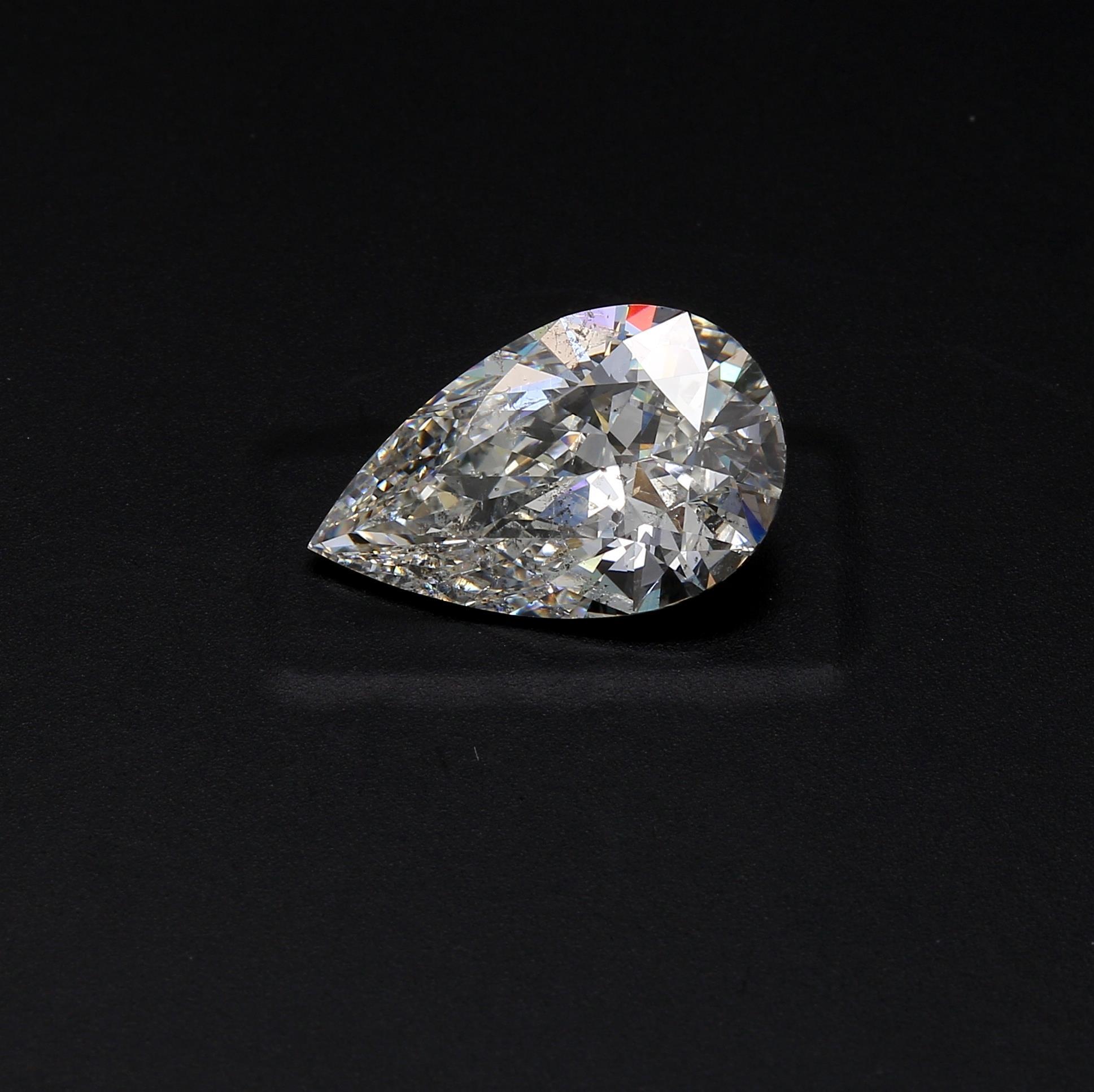 3.96 ct. Pear Shape Diamond H SI2 None GIA