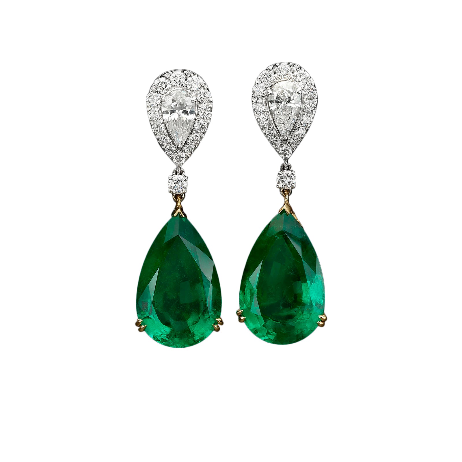 Pear Shape Emerald Earrings - 15.30ct TW