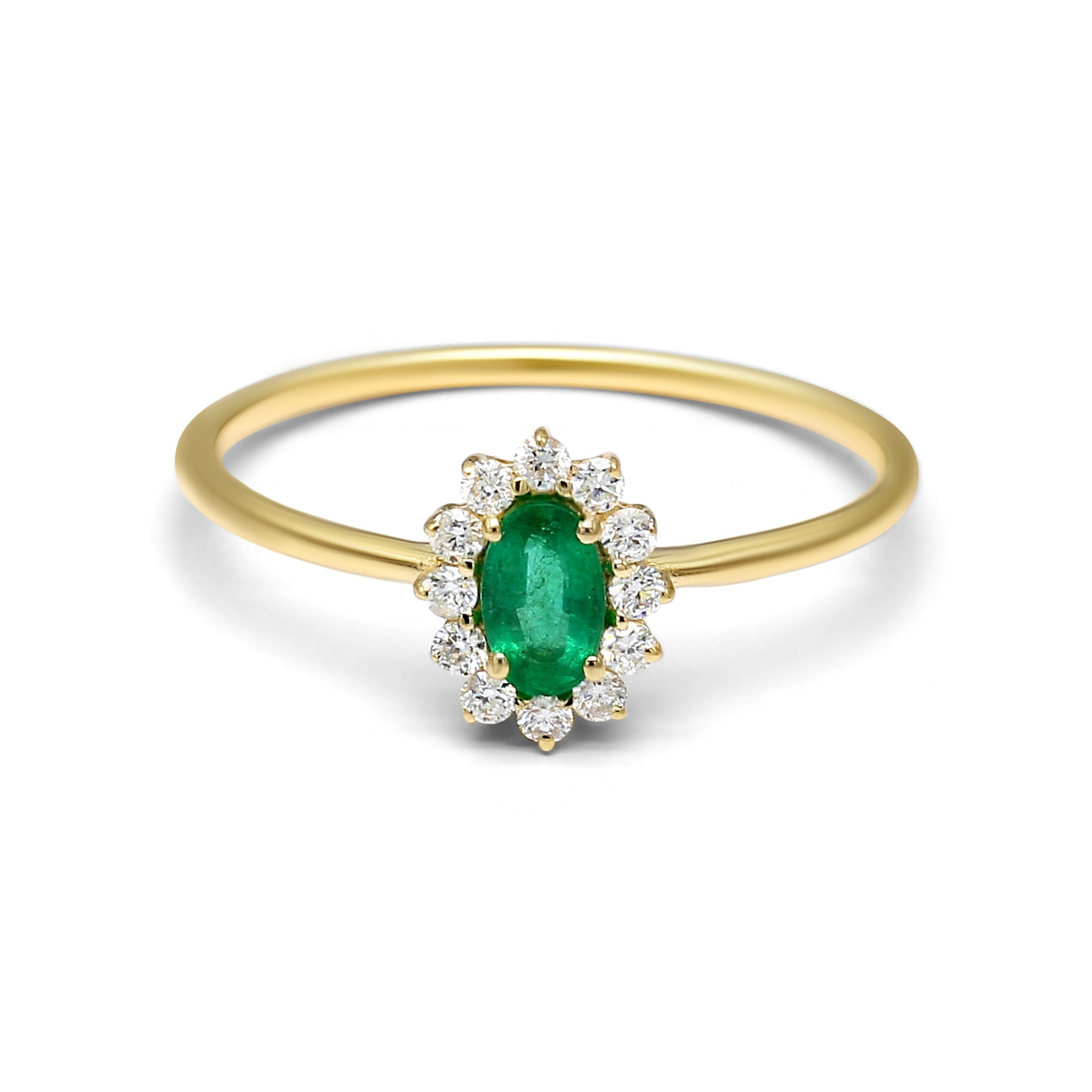 Oval Emerald Halo Ring - 0.35ct TW