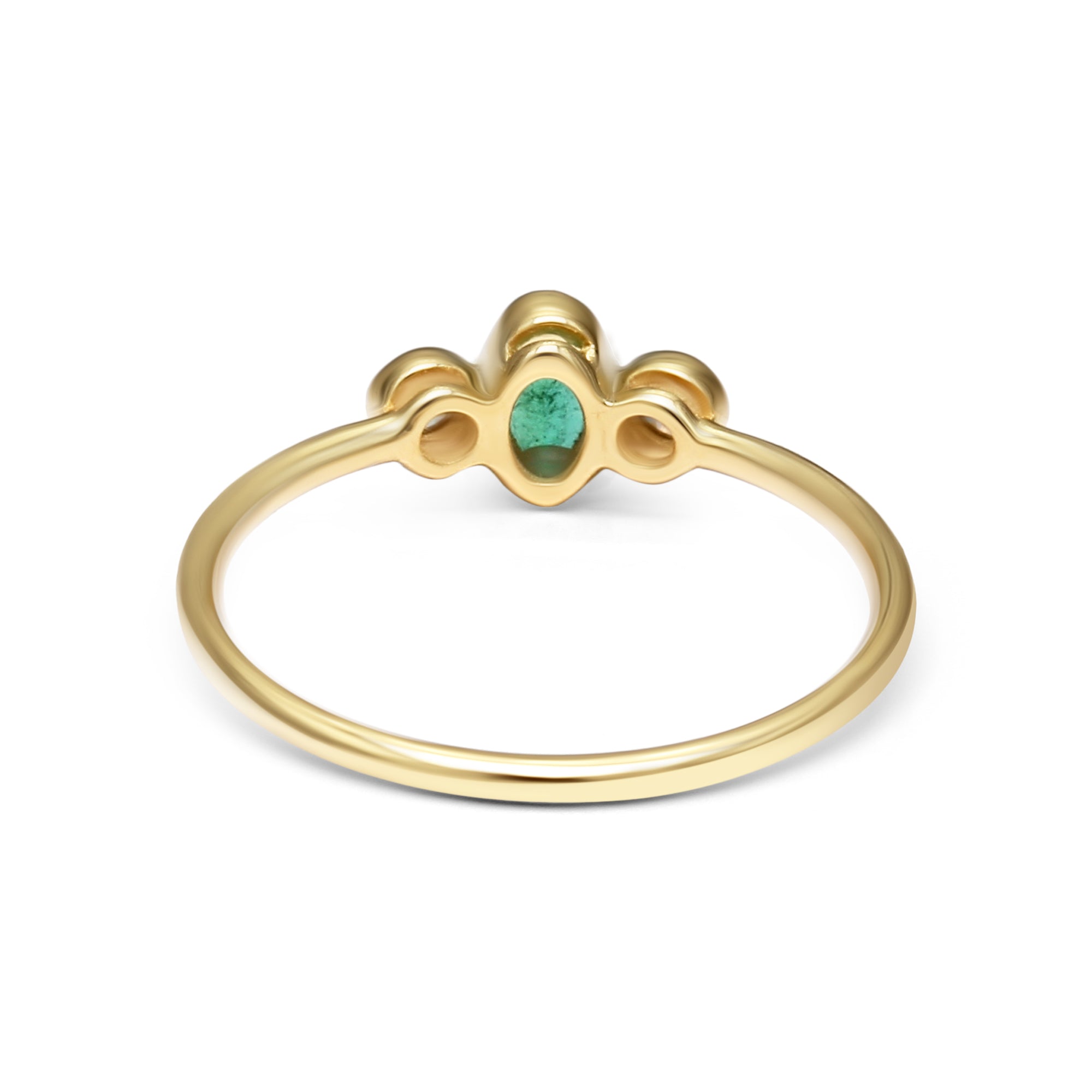 Emerald And Diamond Three Stone Ring - 0.33ct TW