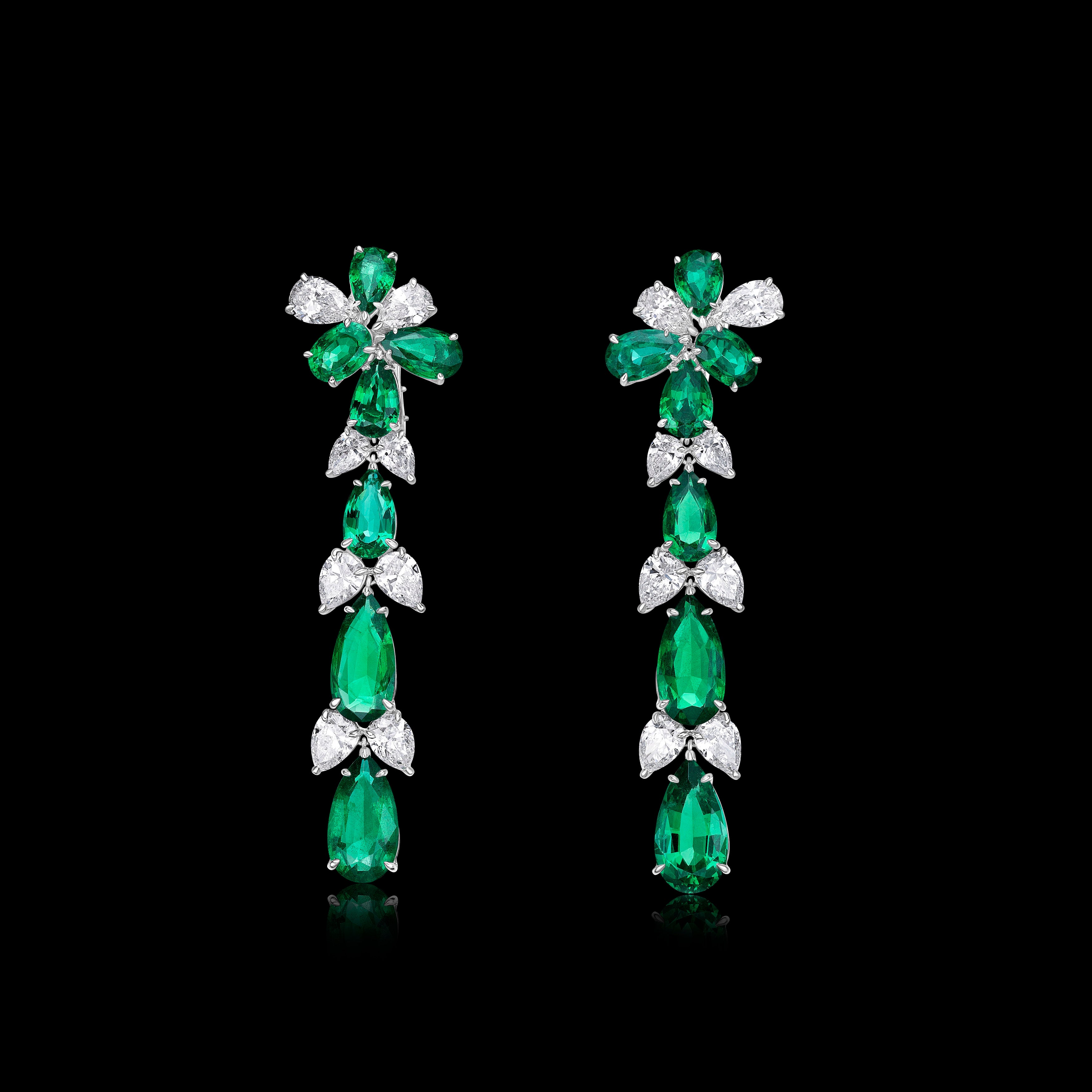 Pear Shape Emerald Earrings - 41.35ct TW