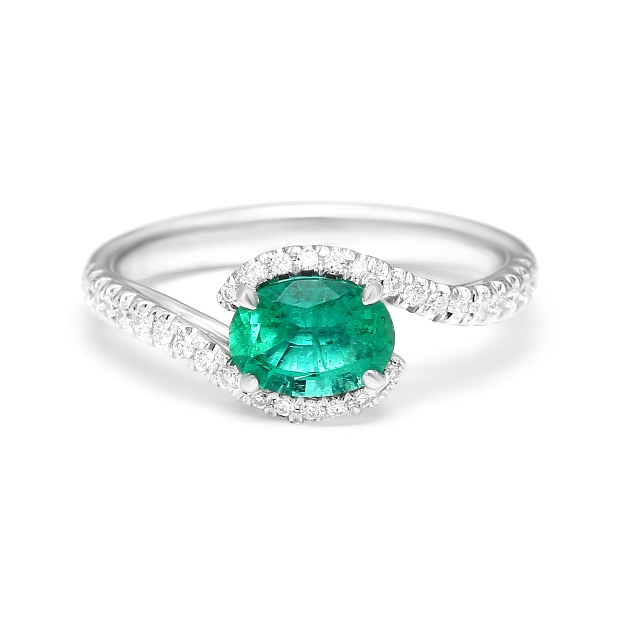 Emerald Oval Twist Ring - 0.99ct TW