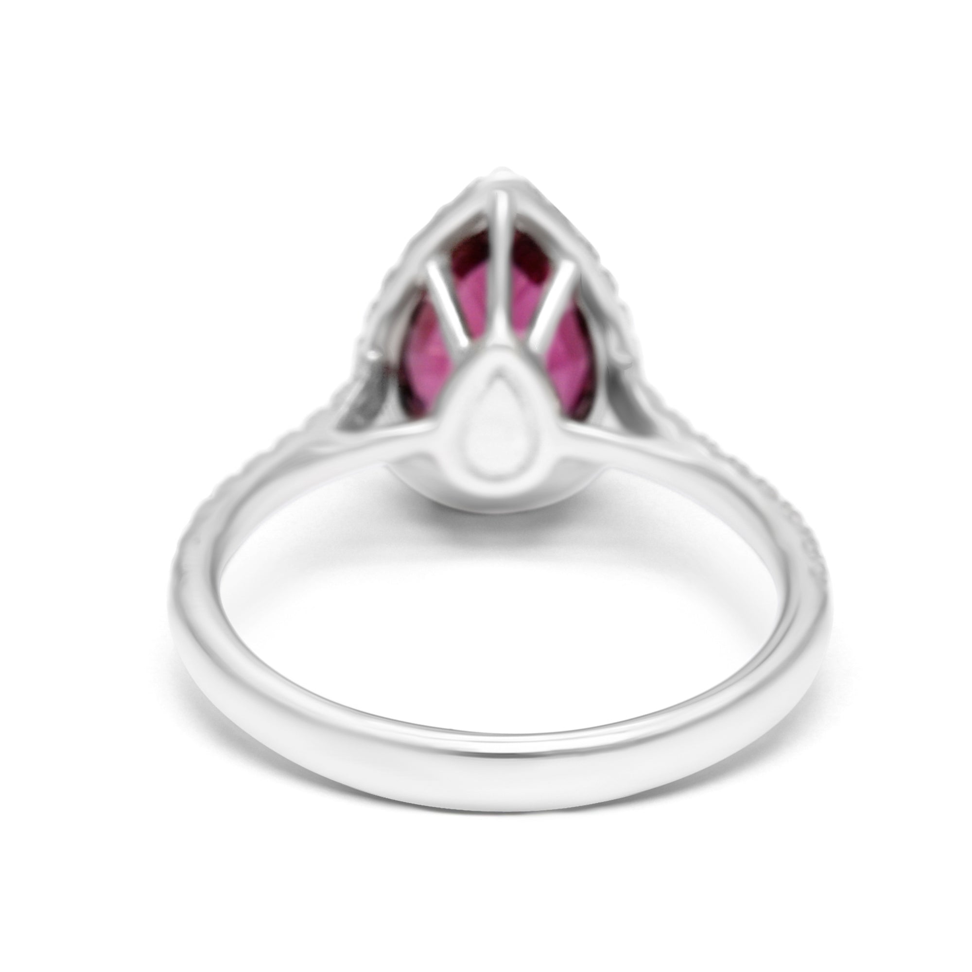Rubelitte Pear shape Halo Ring - 1.99ct TW