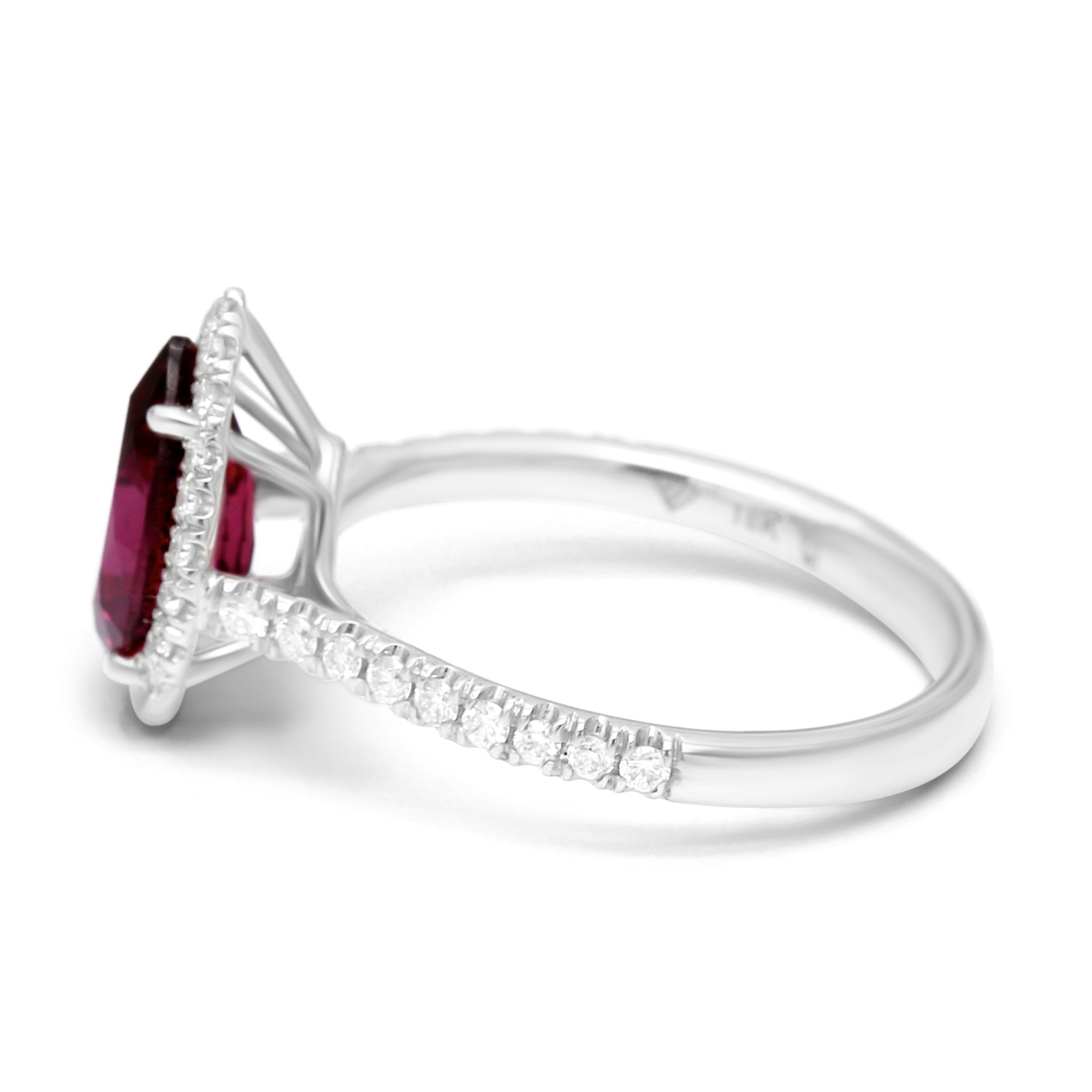 Rubellite Pear shape Halo Ring - 1.99ct TW