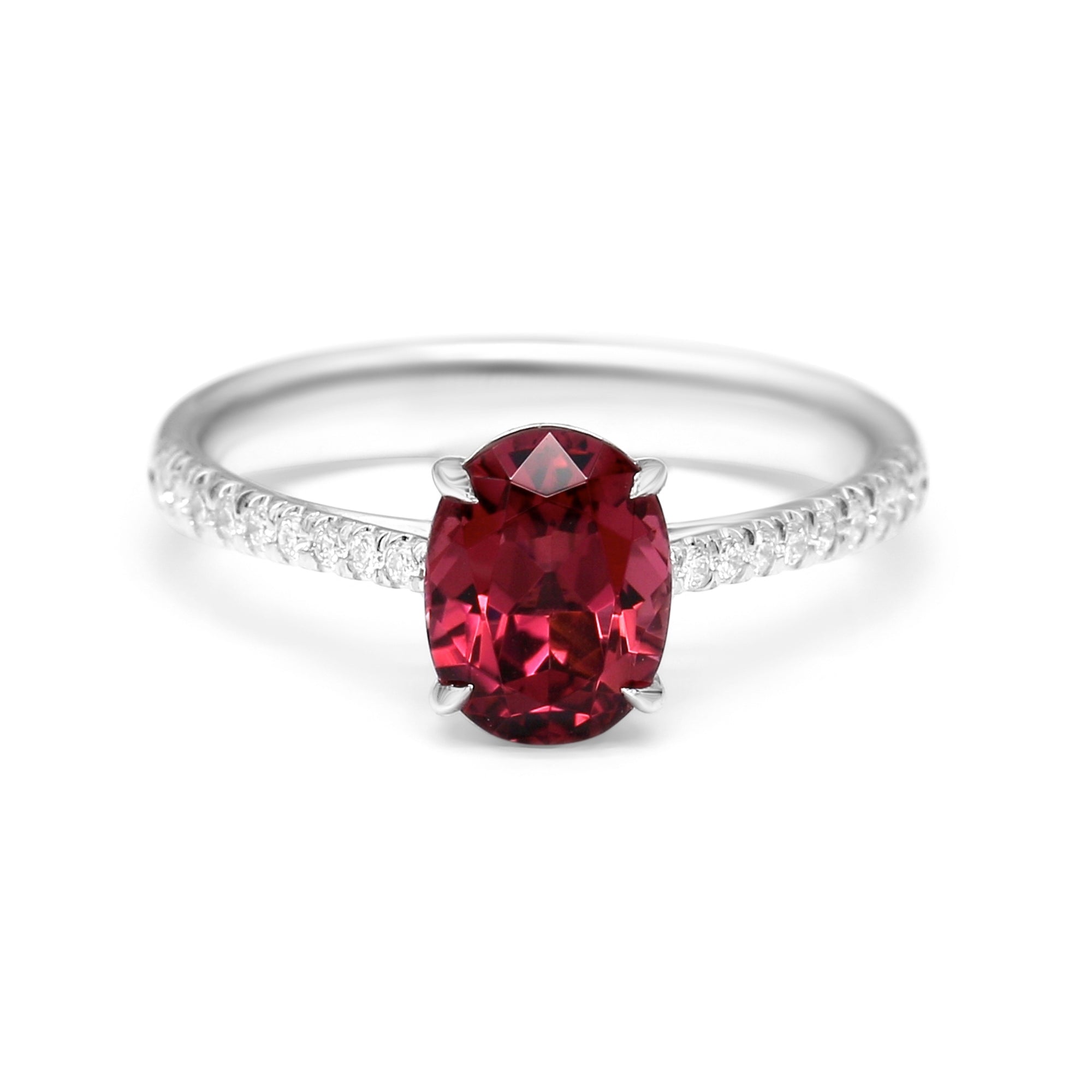 Rubellite Oval Ring with Diamonds - 1.79ct TW