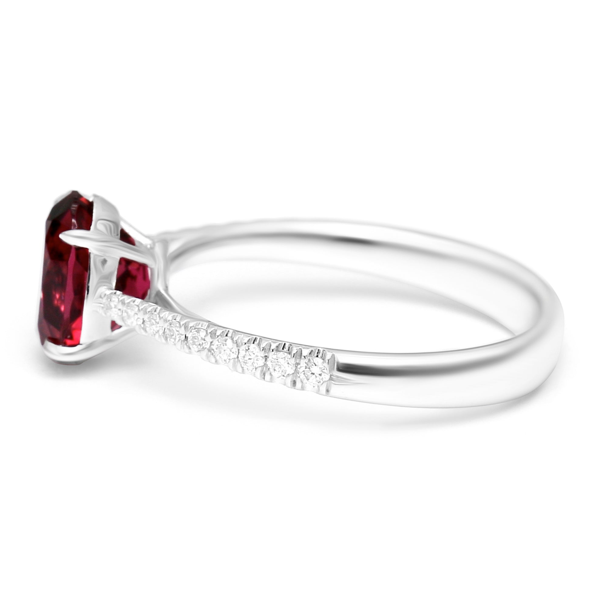 Rubellite Oval Ring with Diamonds - 1.79ct TW