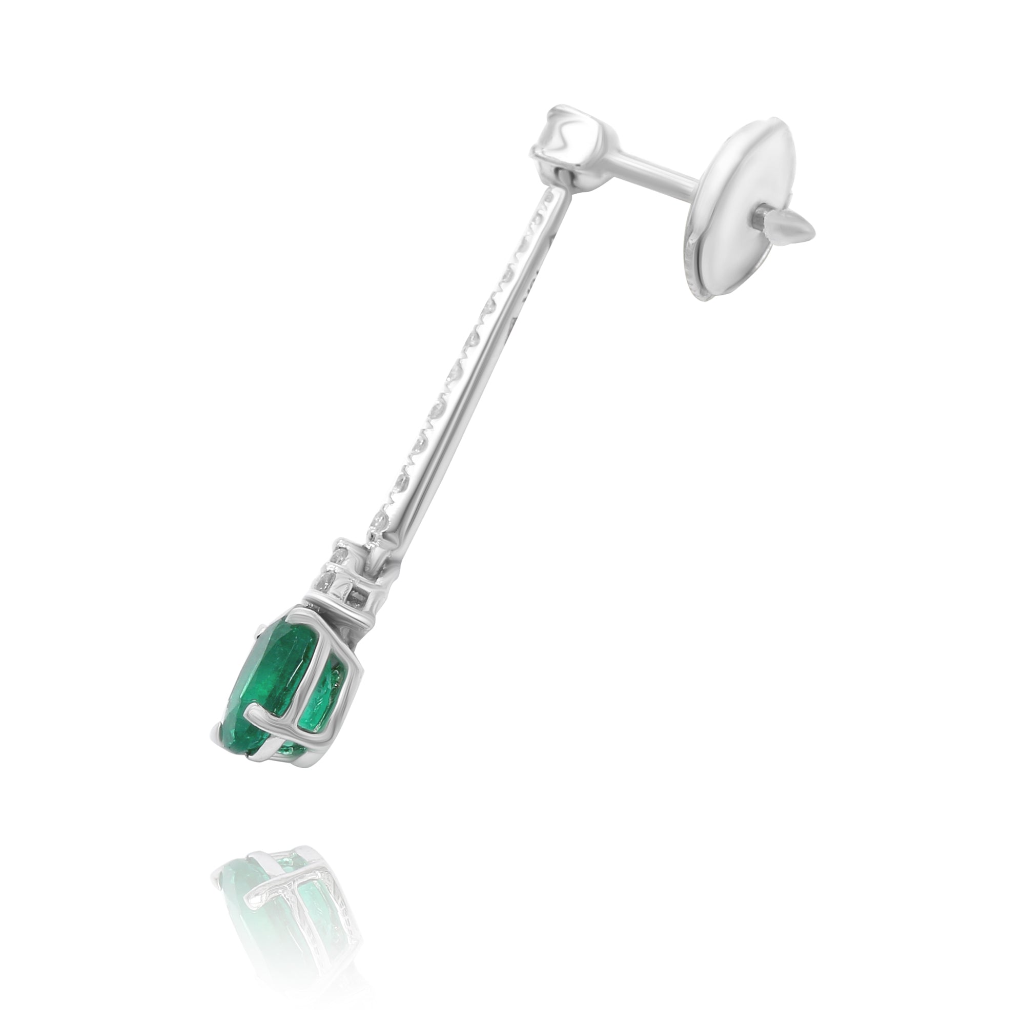 Emerald Oval Shape Drop Earrings - Eshli
